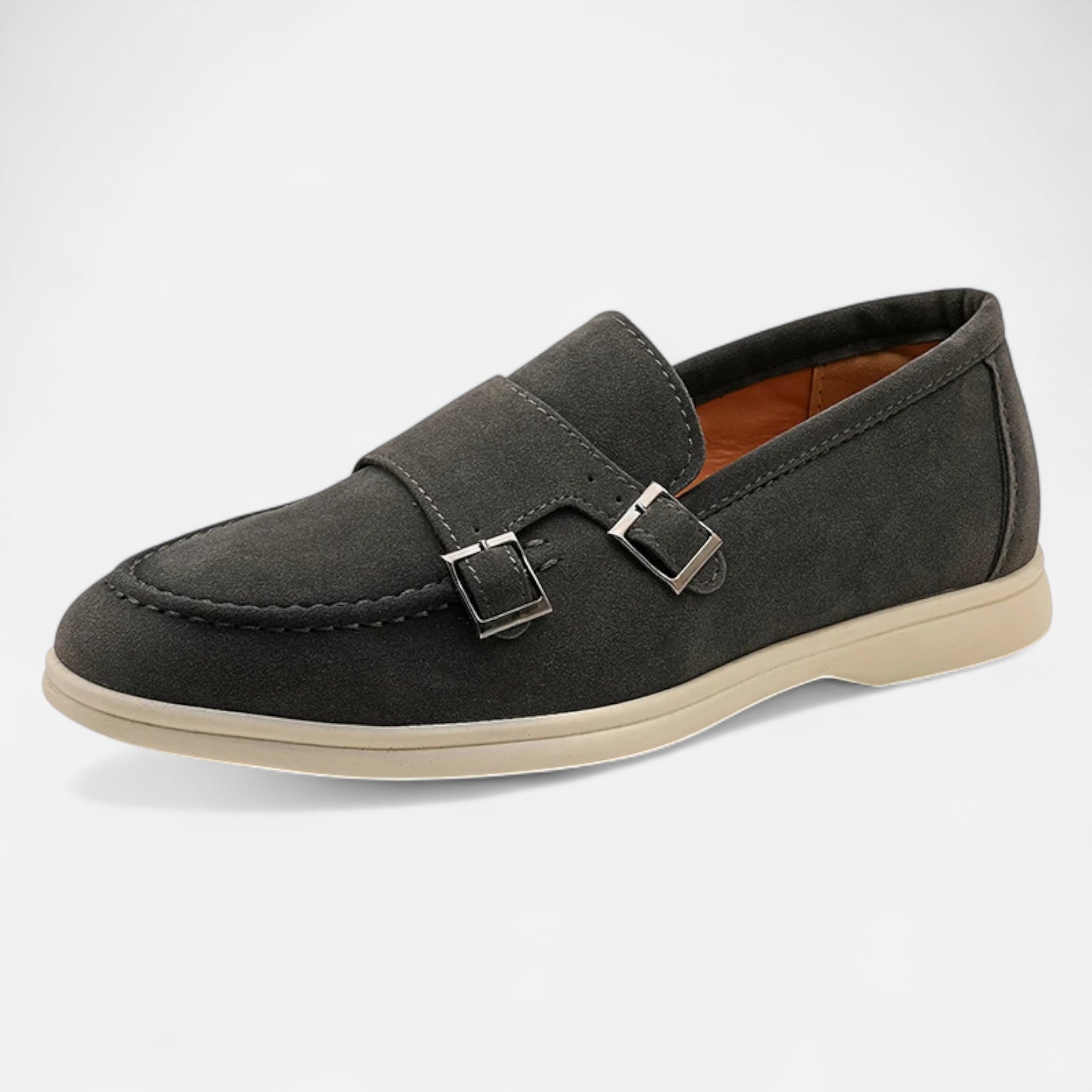Solenne | Men’s Handmade Suede Double-Buckle Loafers