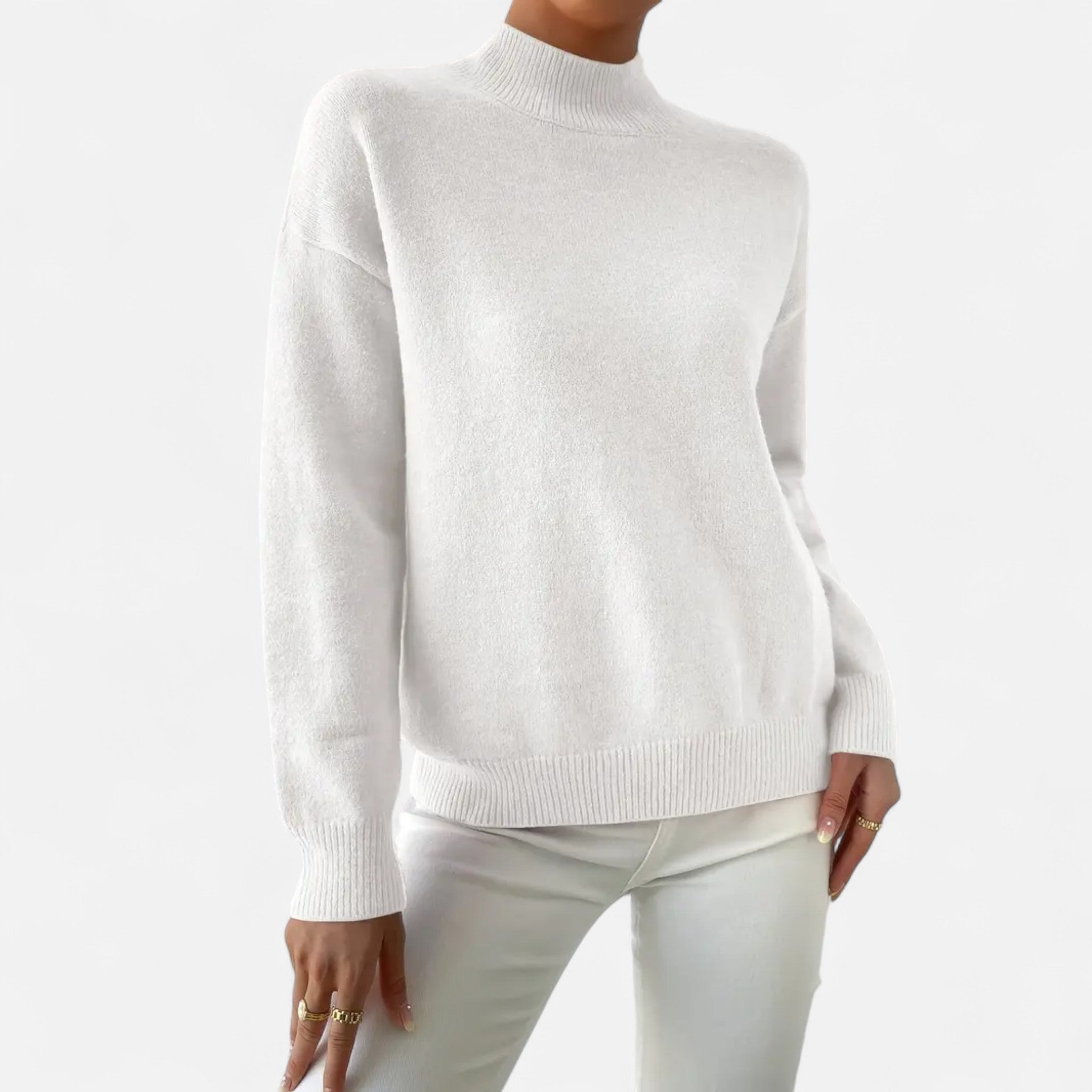 Solenne | Women’s Elegant Mock-Neck Pullover Sweater