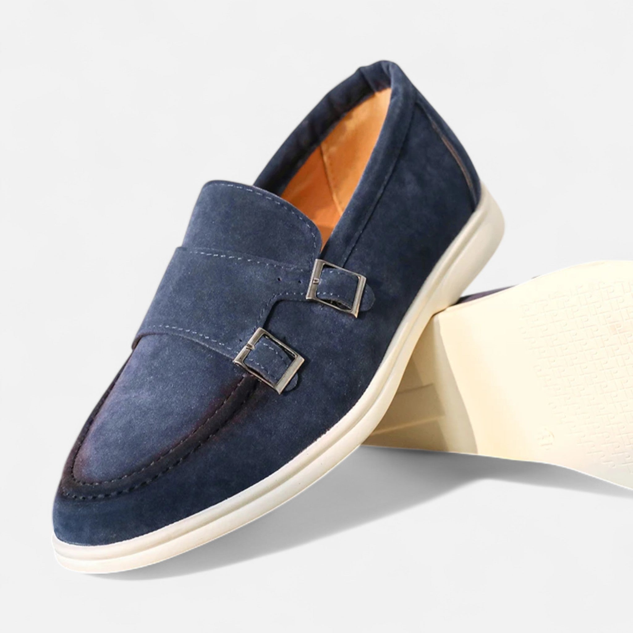 Solenne | Men’s Handmade Suede Double-Buckle Loafers
