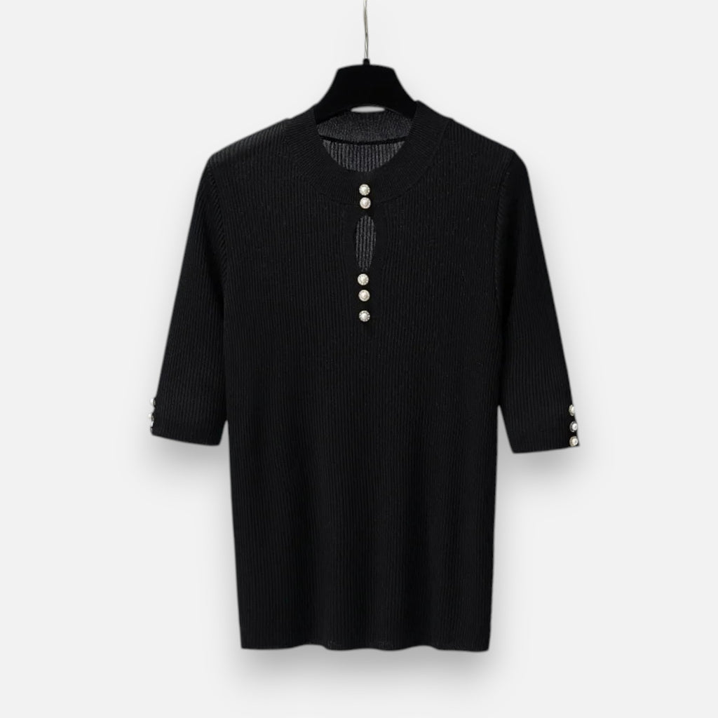 Solenne | Women’s Slim-Fit Knitted Short-Sleeve Sweater