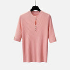 Solenne | Women’s Slim-Fit Knitted Short-Sleeve Sweater