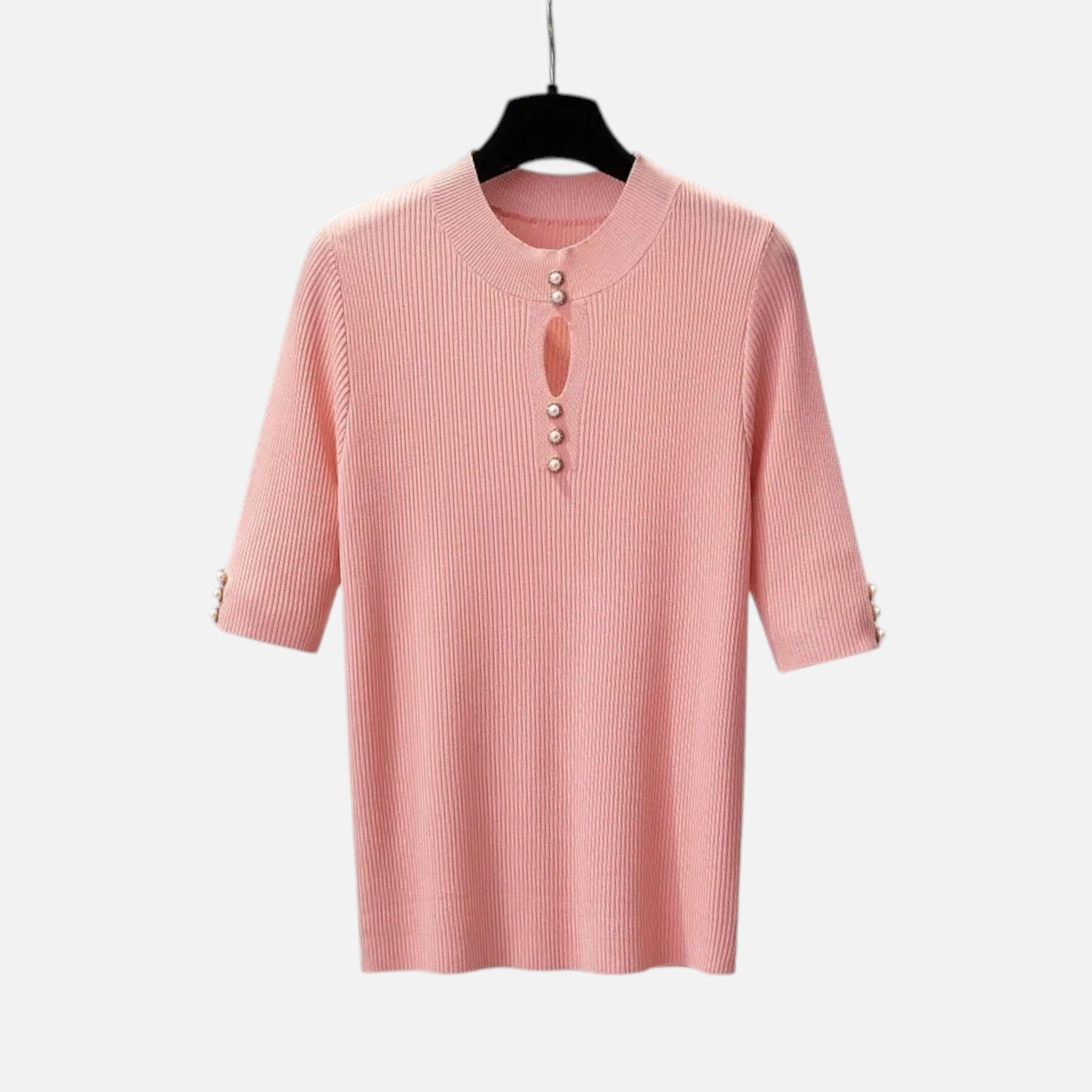 Solenne | Women’s Slim-Fit Knitted Short-Sleeve Sweater