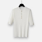 Solenne | Women’s Slim-Fit Knitted Short-Sleeve Sweater