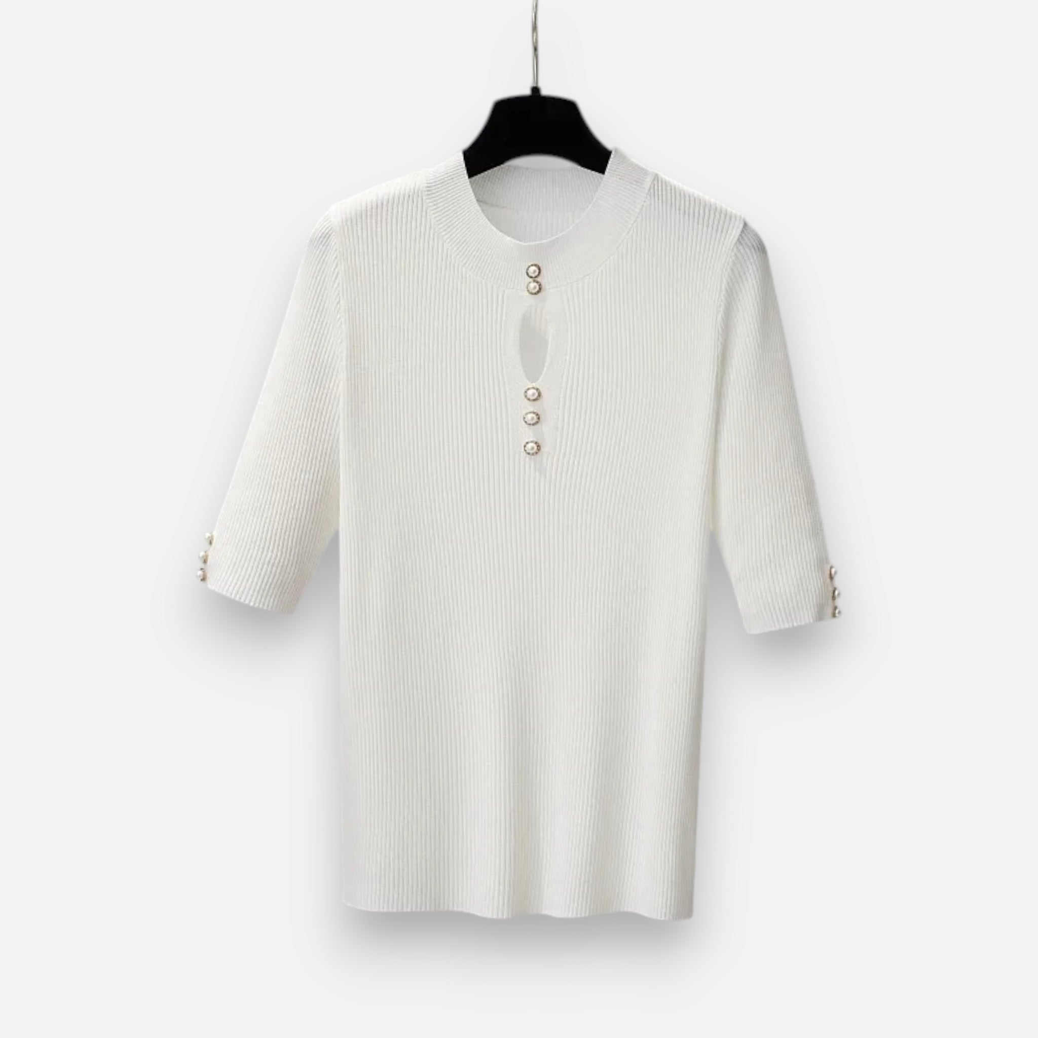 Solenne | Women’s Slim-Fit Knitted Short-Sleeve Sweater