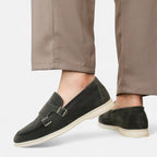 Solenne | Men’s Handmade Suede Double-Buckle Loafers