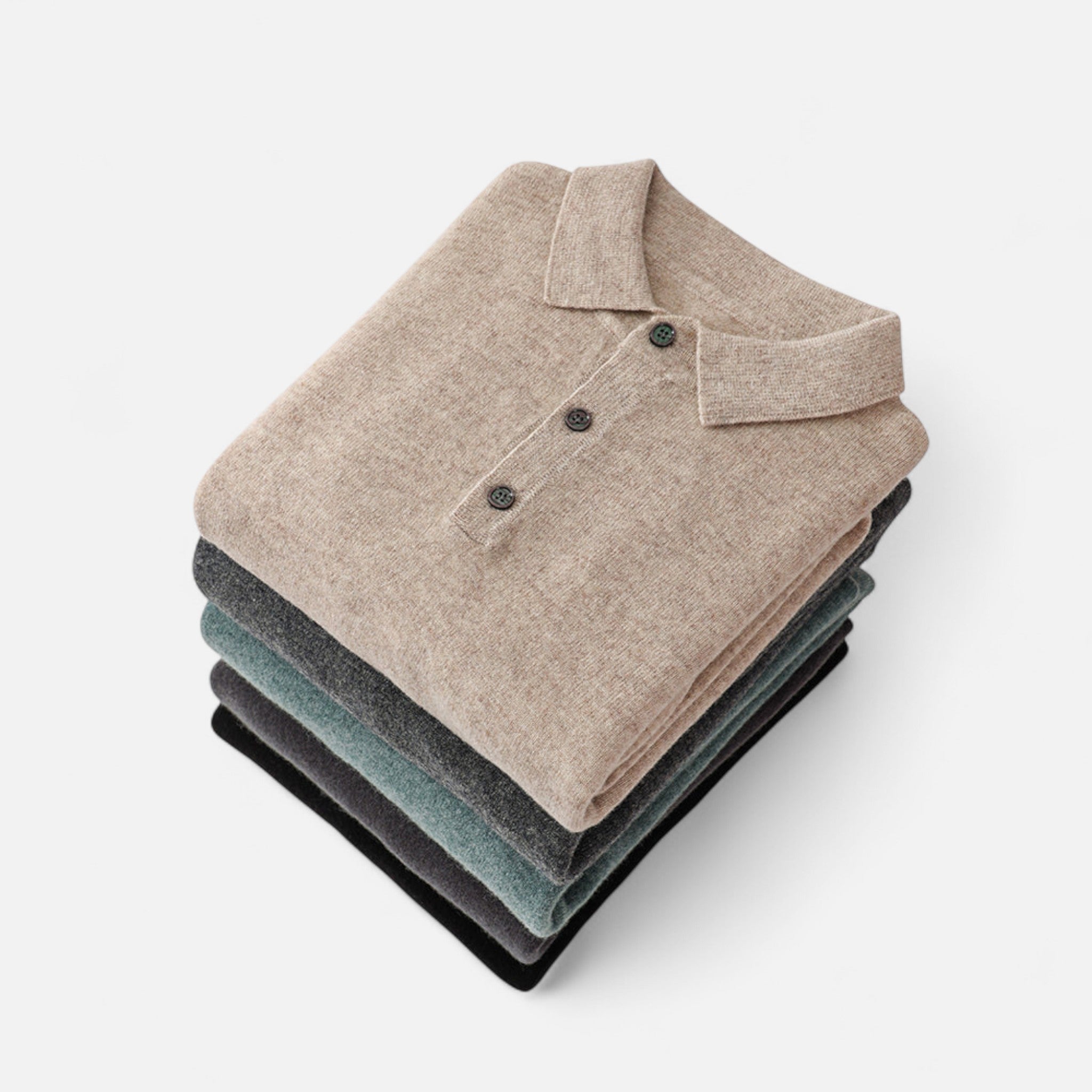Solenne | Men’s Pure Cashmere Polo Knit
