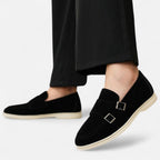 Solenne | Men’s Handmade Suede Double-Buckle Loafers
