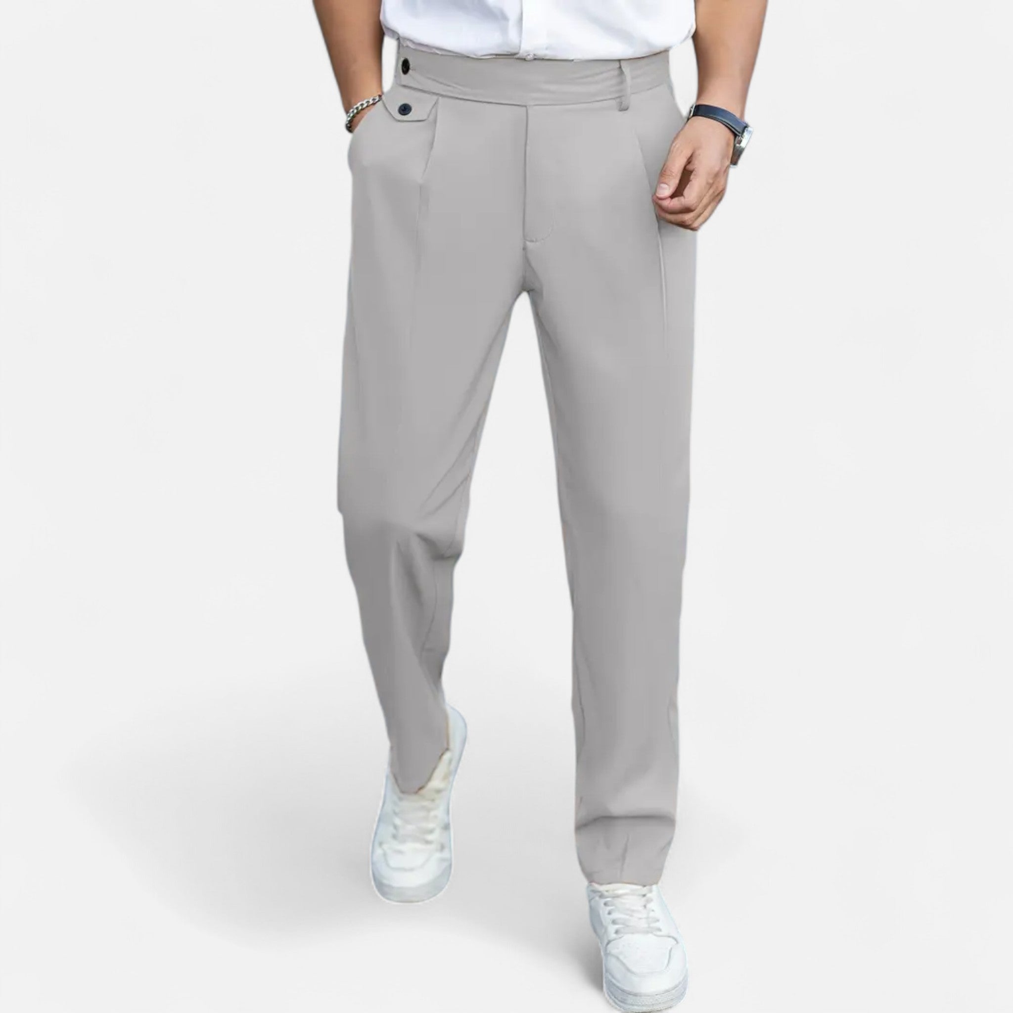 Solenne | Men’s Oxford Loose Fit Dress Trousers
