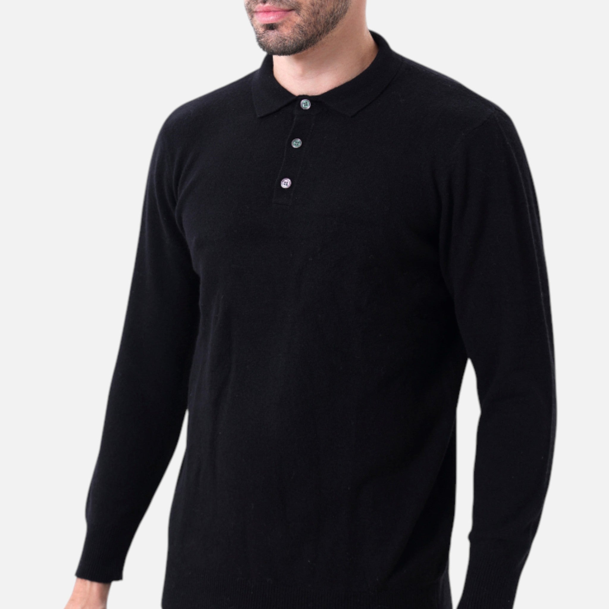 Solenne | Men’s Pure Cashmere Polo Knit