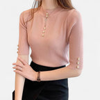 Solenne | Women’s Slim-Fit Knitted Short-Sleeve Sweater