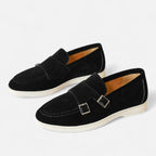 Solenne | Men’s Handmade Suede Double-Buckle Loafers
