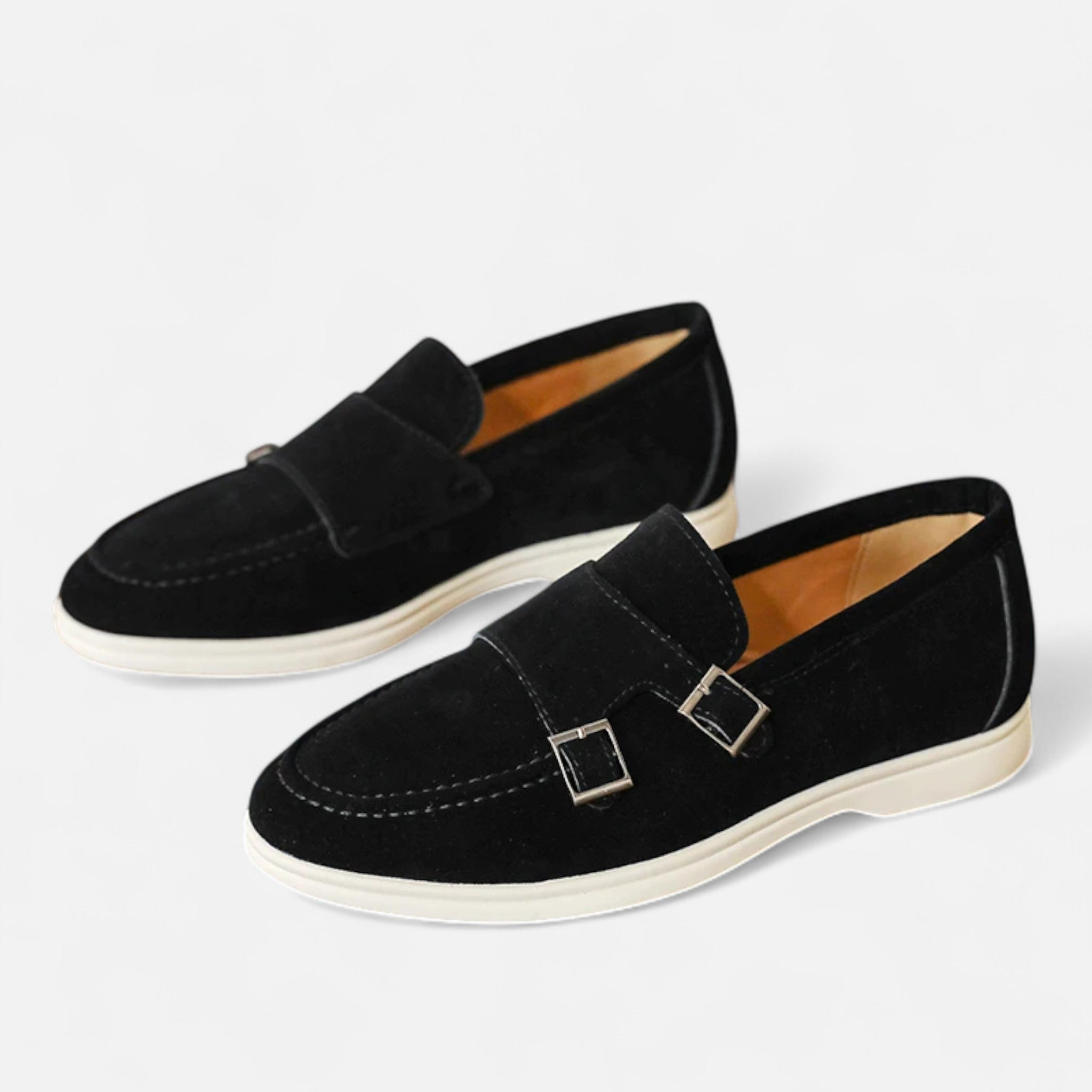 Solenne | Men’s Handmade Suede Double-Buckle Loafers