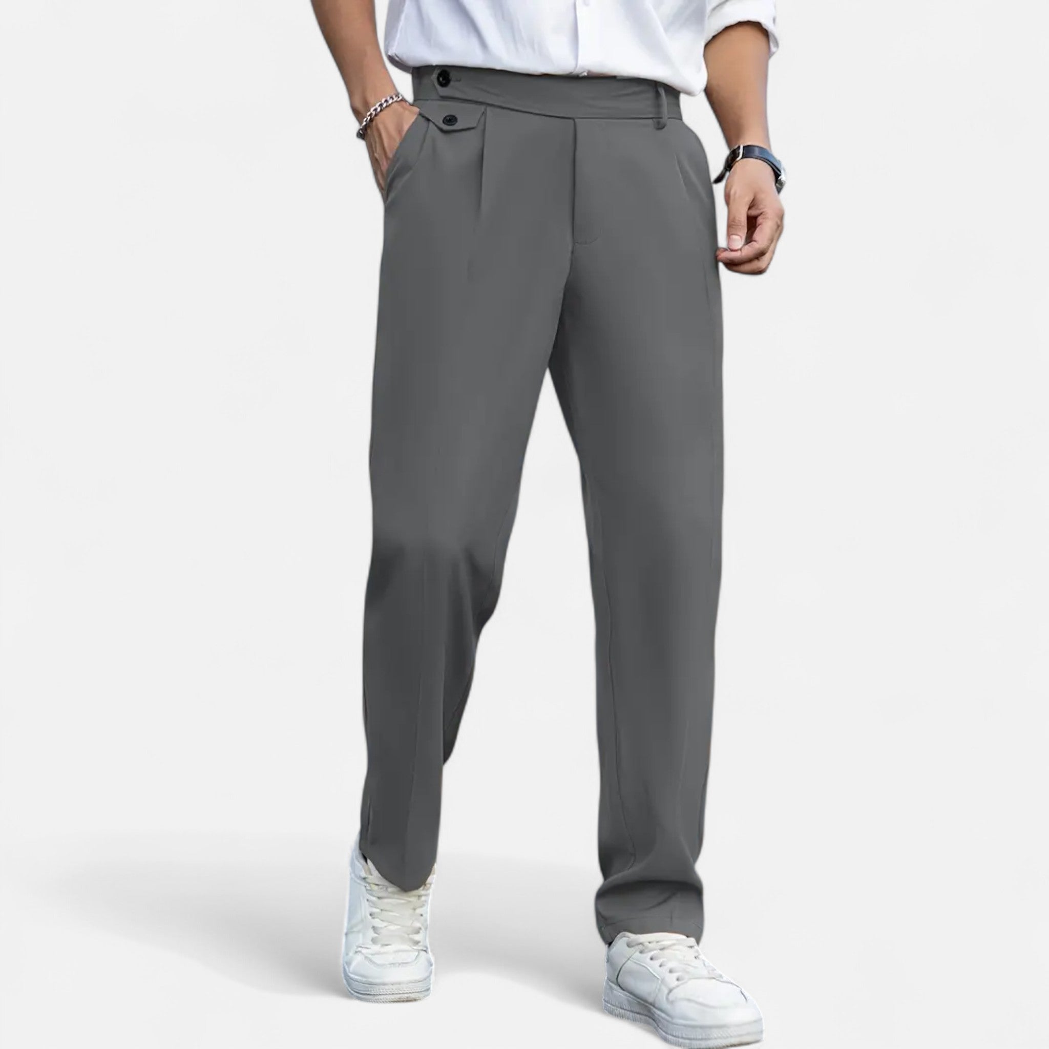 Solenne | Men’s Oxford Loose Fit Dress Trousers
