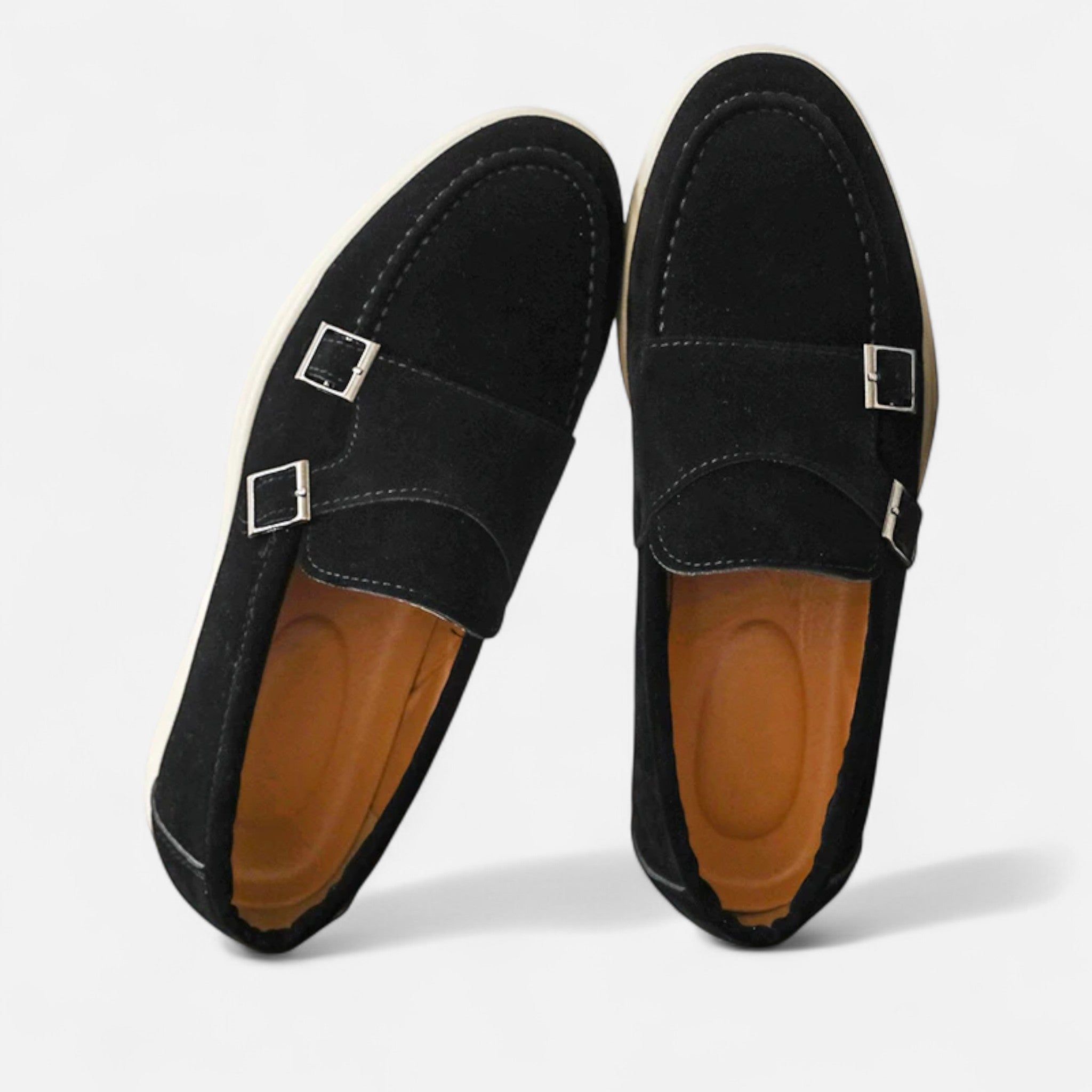 Solenne | Men’s Handmade Suede Double-Buckle Loafers