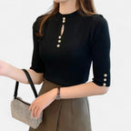 Solenne | Women’s Slim-Fit Knitted Short-Sleeve Sweater