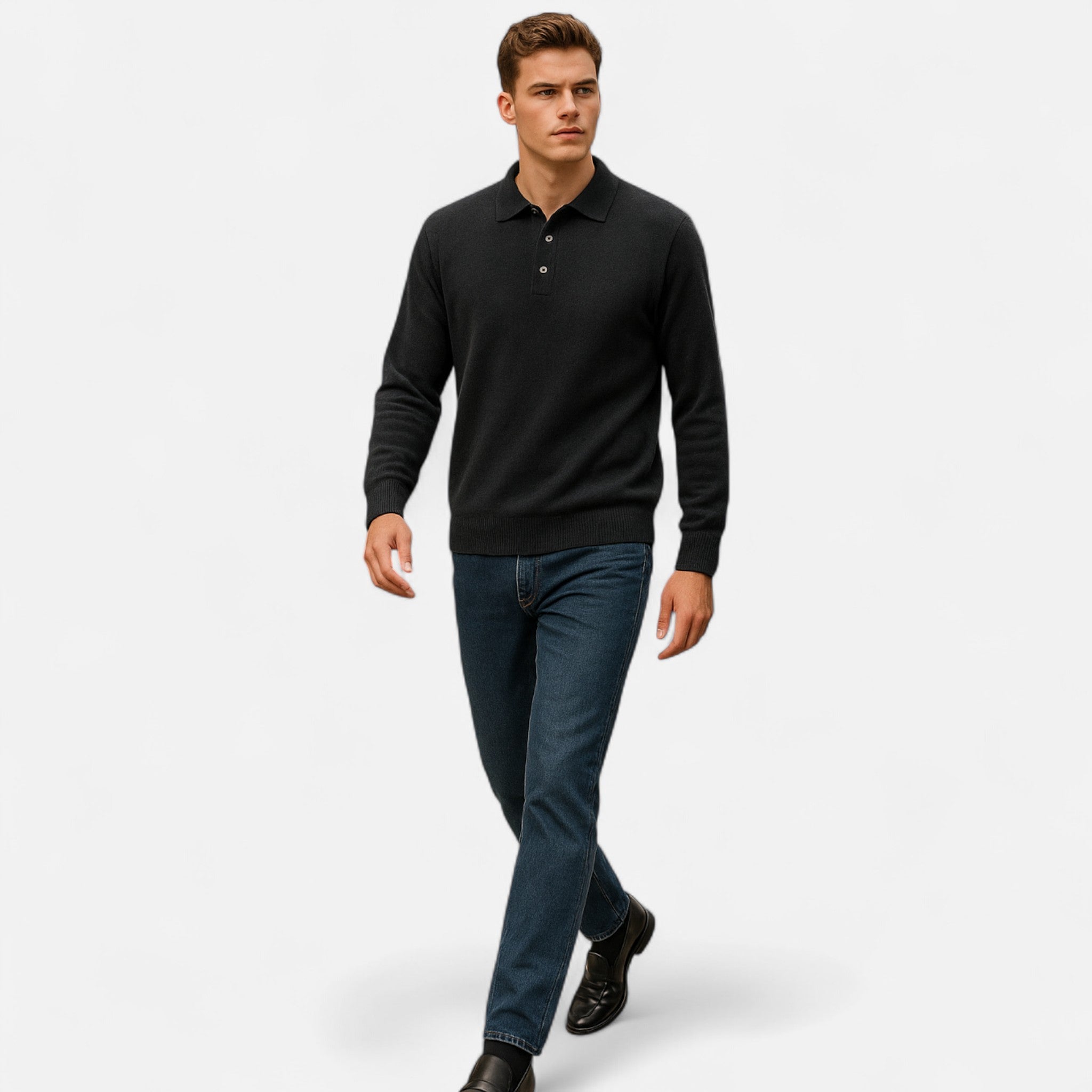 Solenne | Men’s Pure Cashmere Polo Knit