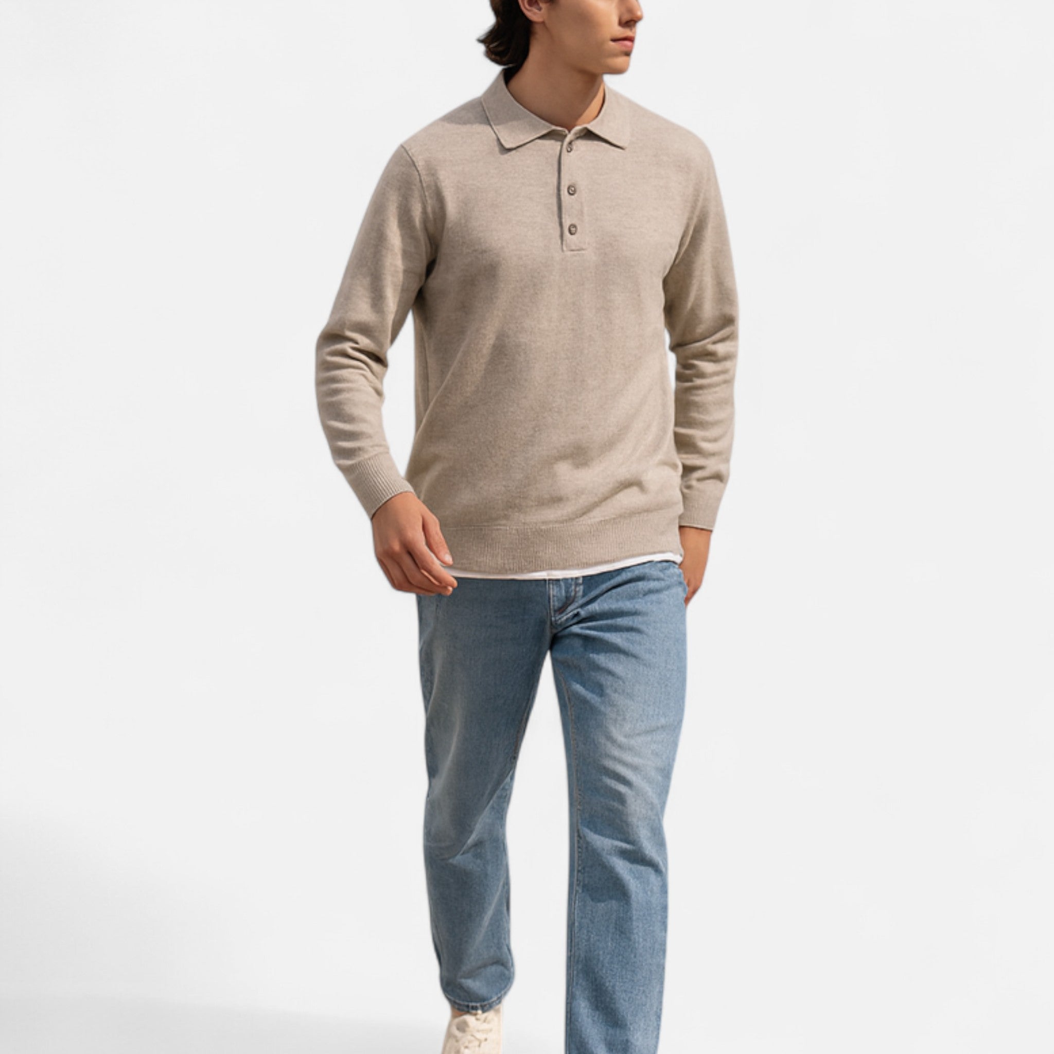 Solenne | Men’s Pure Cashmere Polo Knit