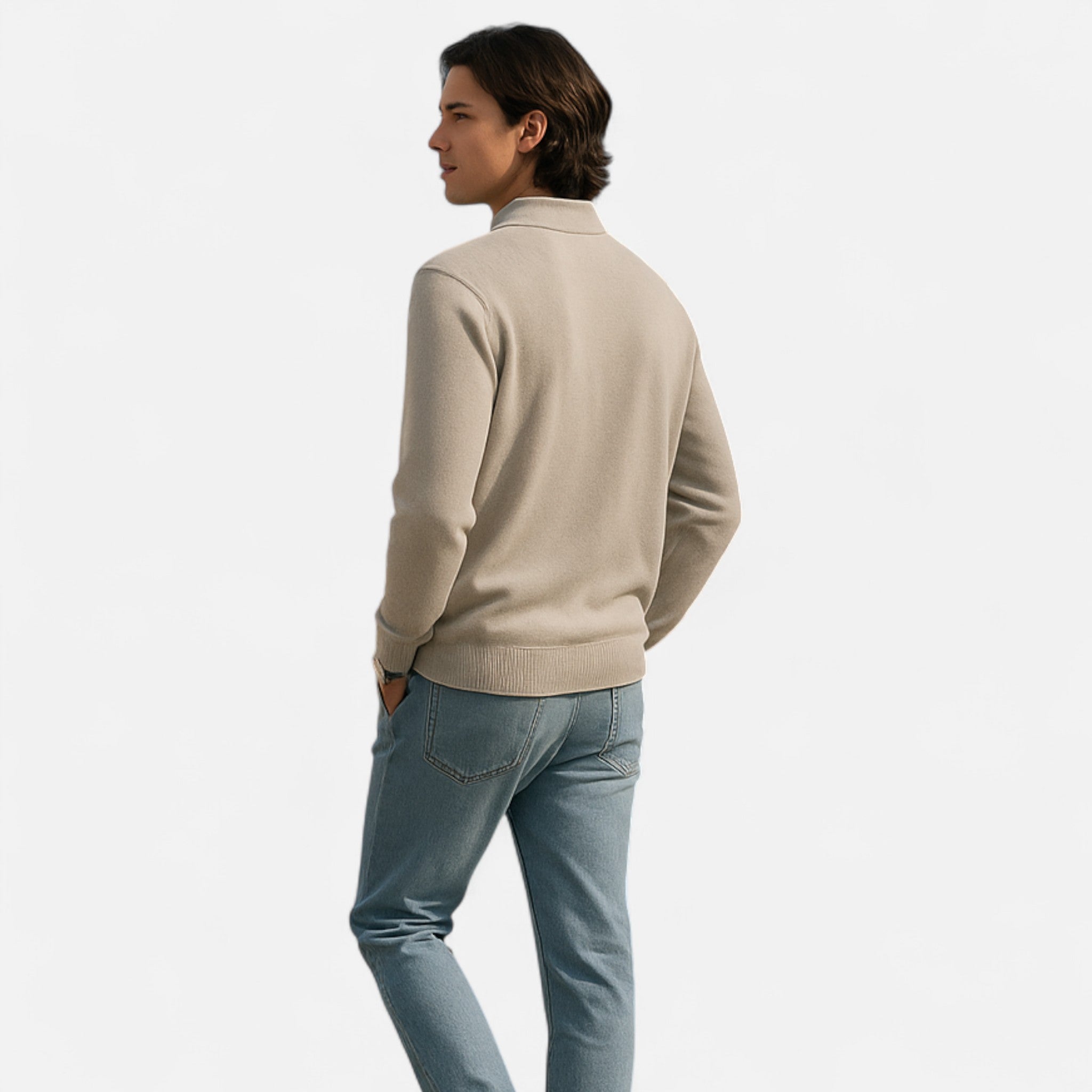 Solenne | Men’s Cotton Half-Zip Knit Sweater