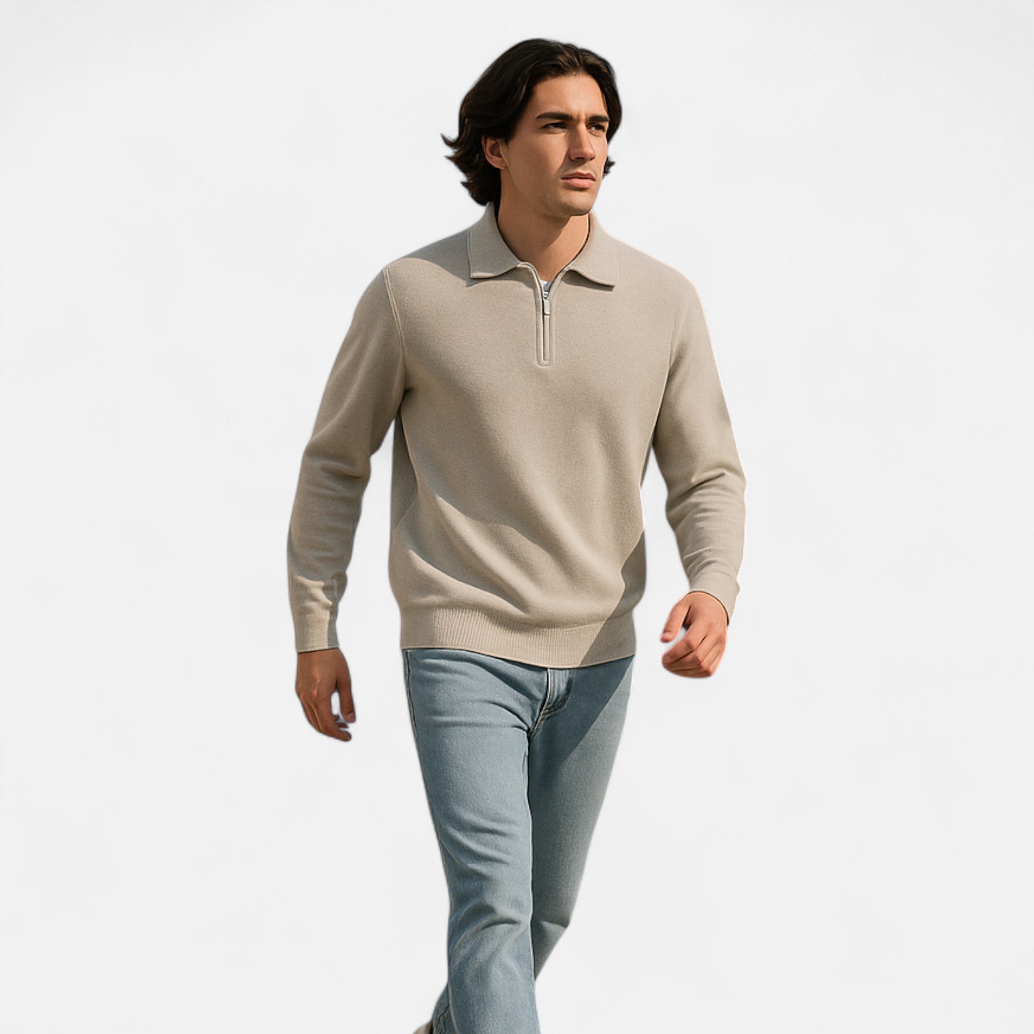 Solenne | Men’s Cotton Half-Zip Knit Sweater