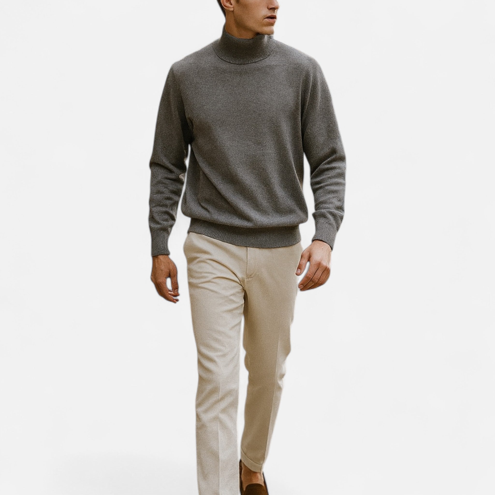 Solenne | Men’s Half-Turtleneck Cotton Blend Sweater