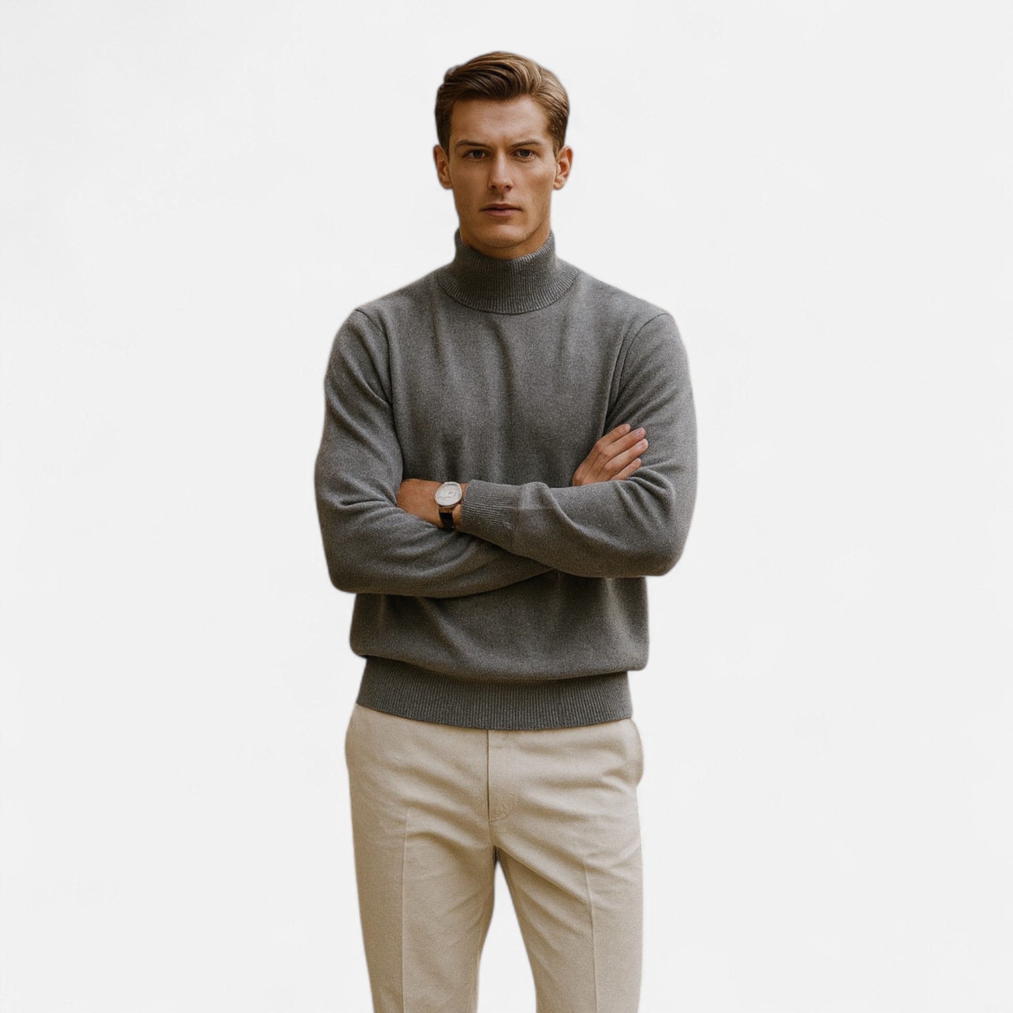 Solenne | Men’s Half-Turtleneck Cotton Blend Sweater