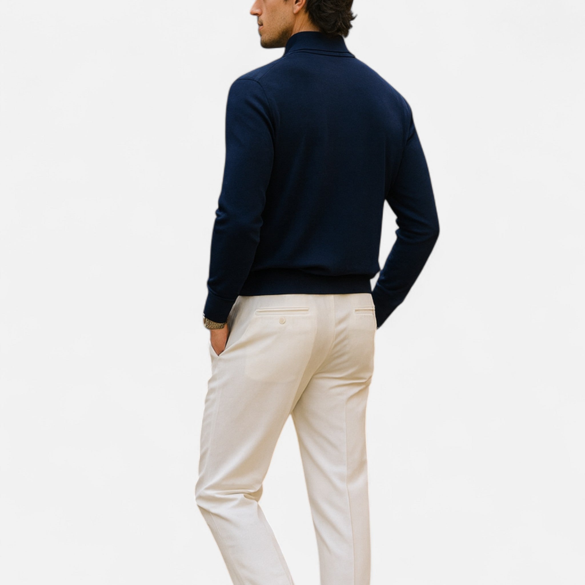 Solenne | Men’s Long-Sleeve Zip-Neck Polo