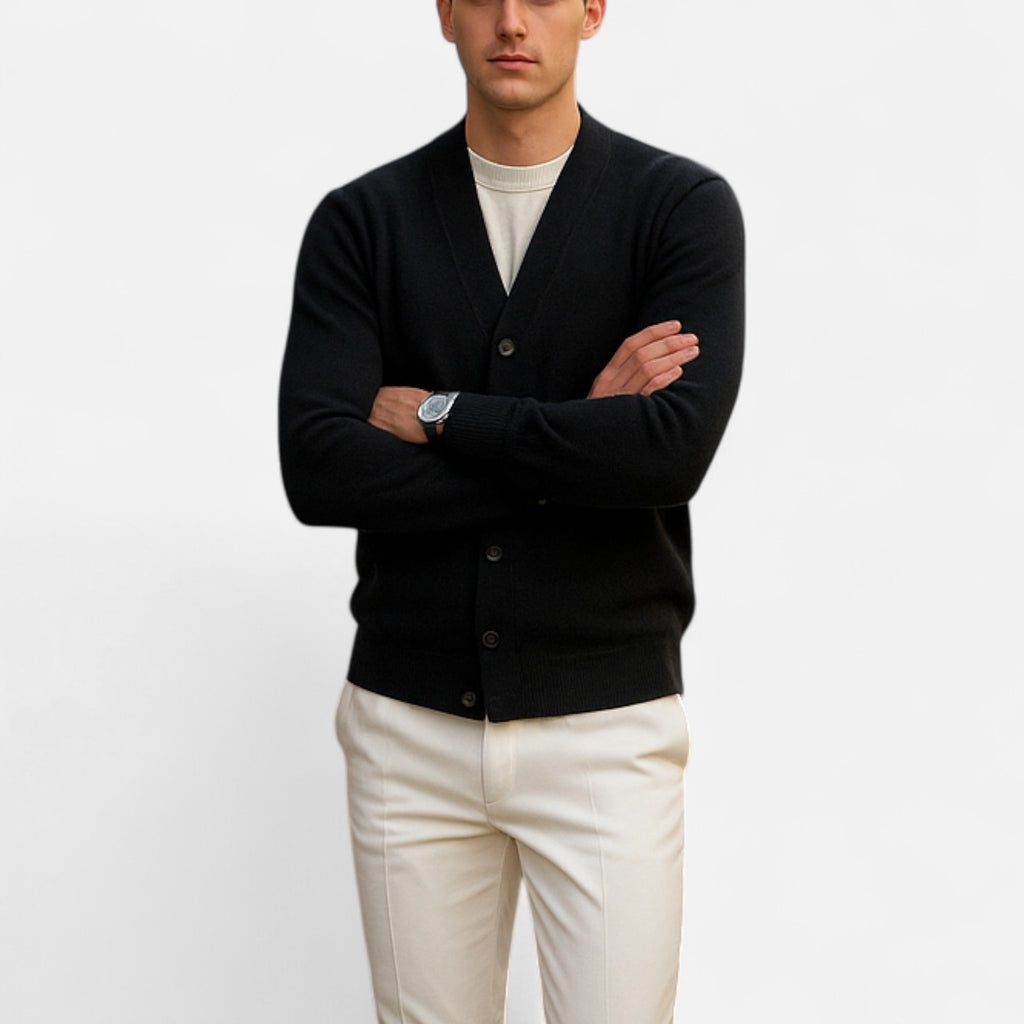 Solenne | Men’s Pure Cashmere Button-Front Cardigan