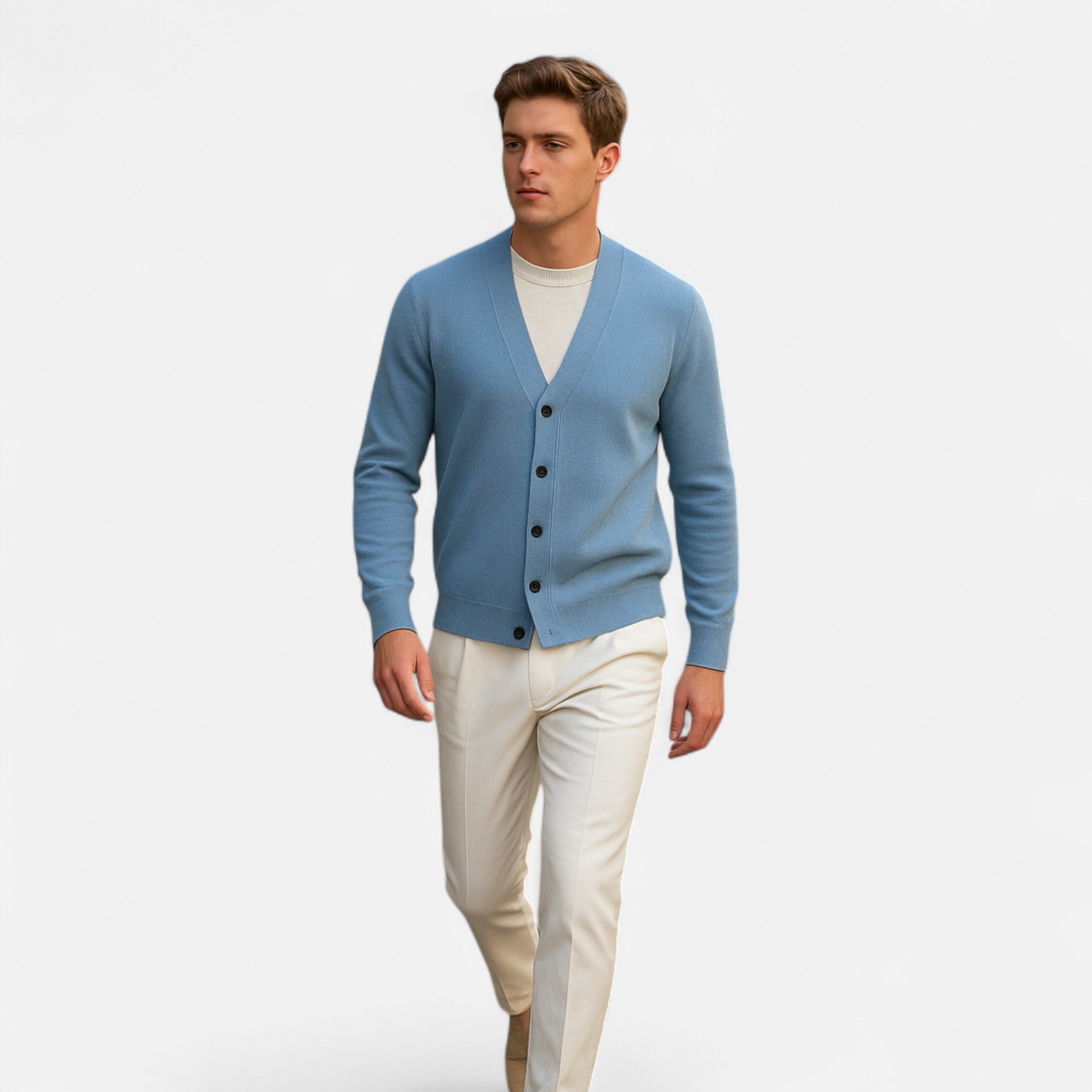 Solenne | Men’s Pure Cashmere Button-Front Cardigan