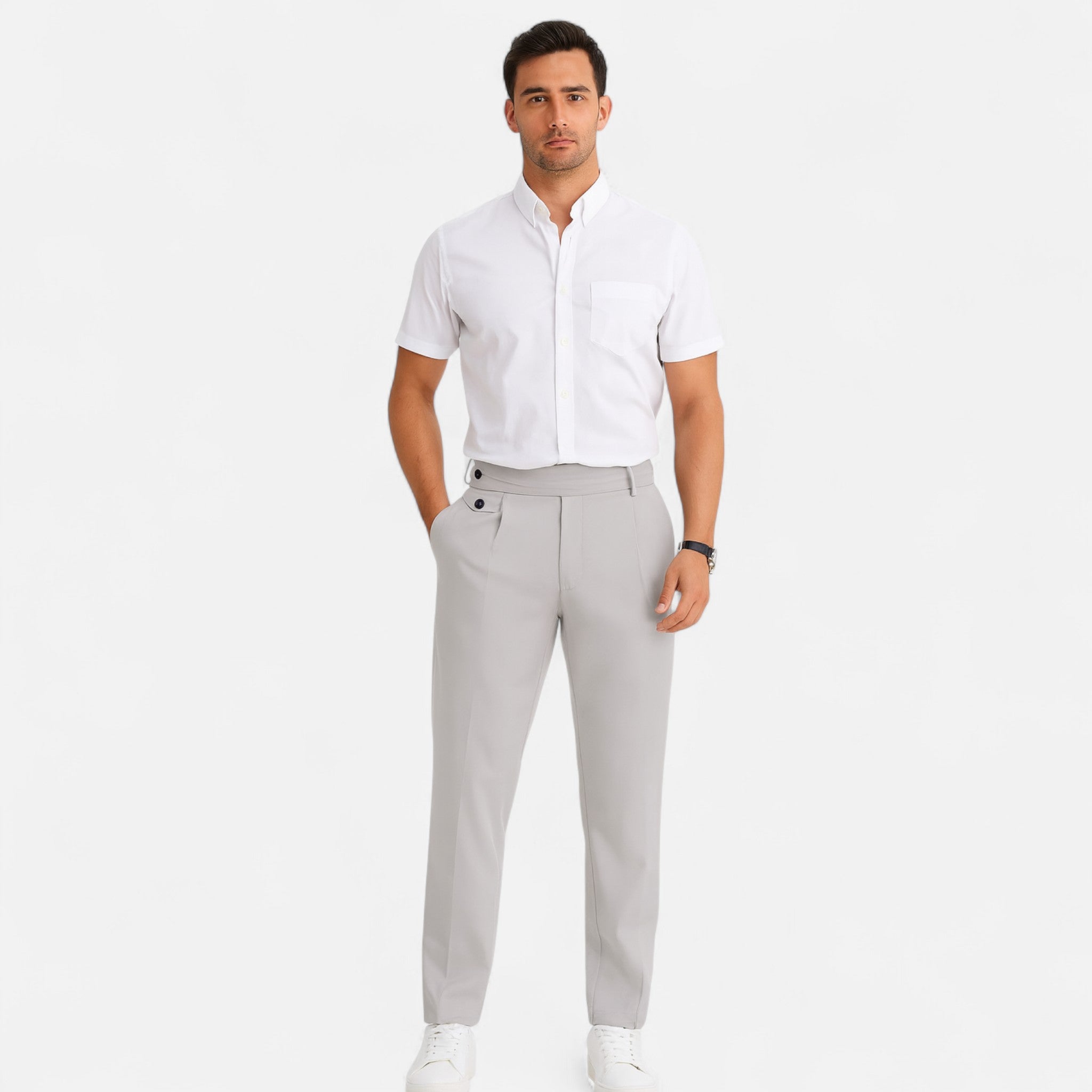Solenne | Men’s Oxford Loose Fit Dress Trousers