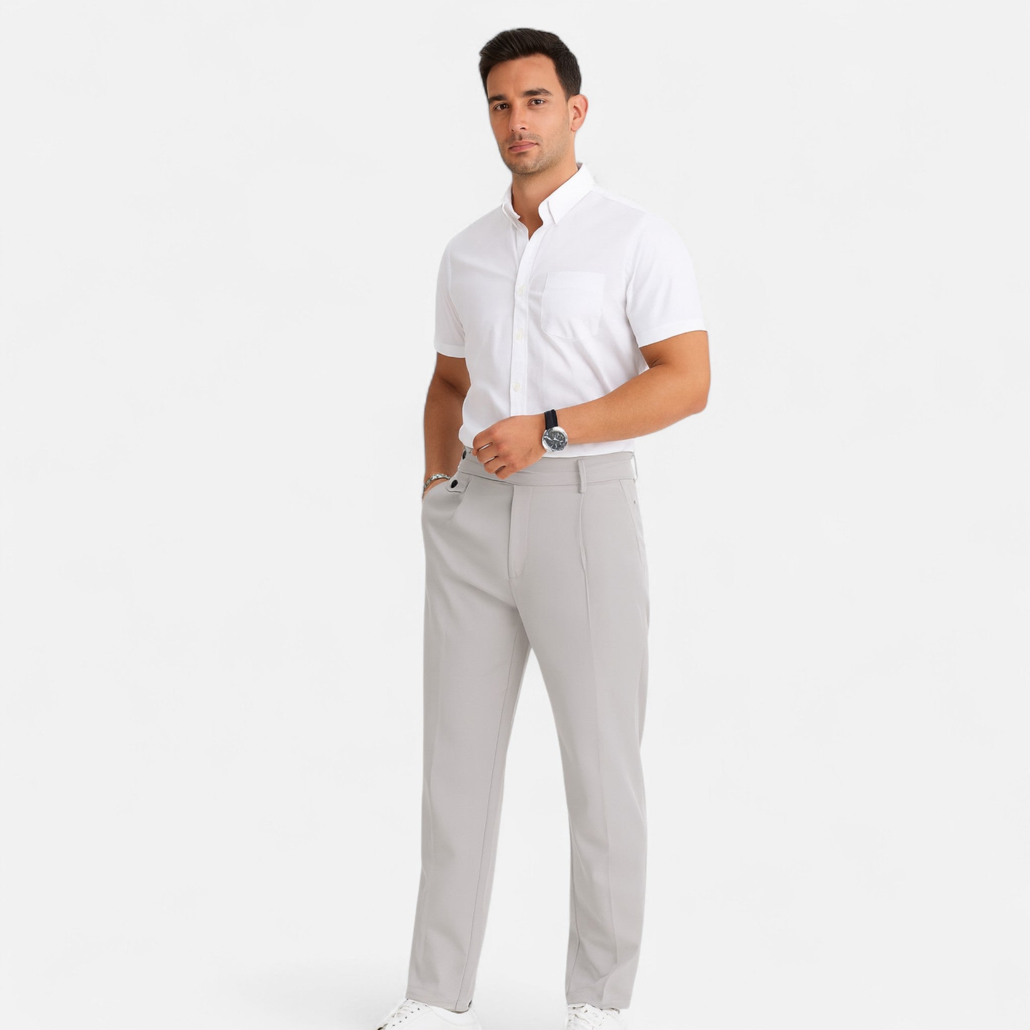 Solenne | Men’s Oxford Loose Fit Dress Trousers