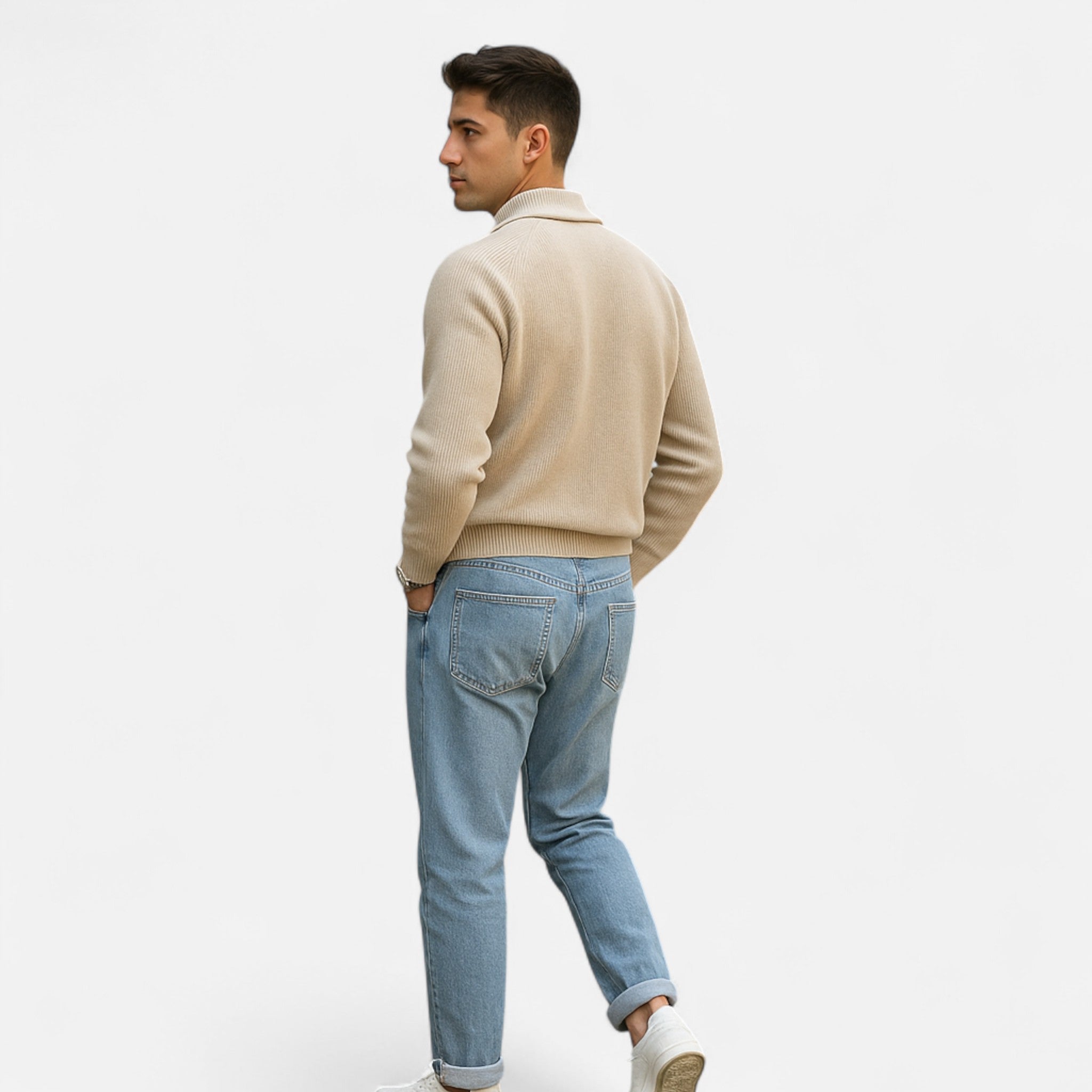 Solenne | Men’s Classic Collar Raglan Knit Sweater