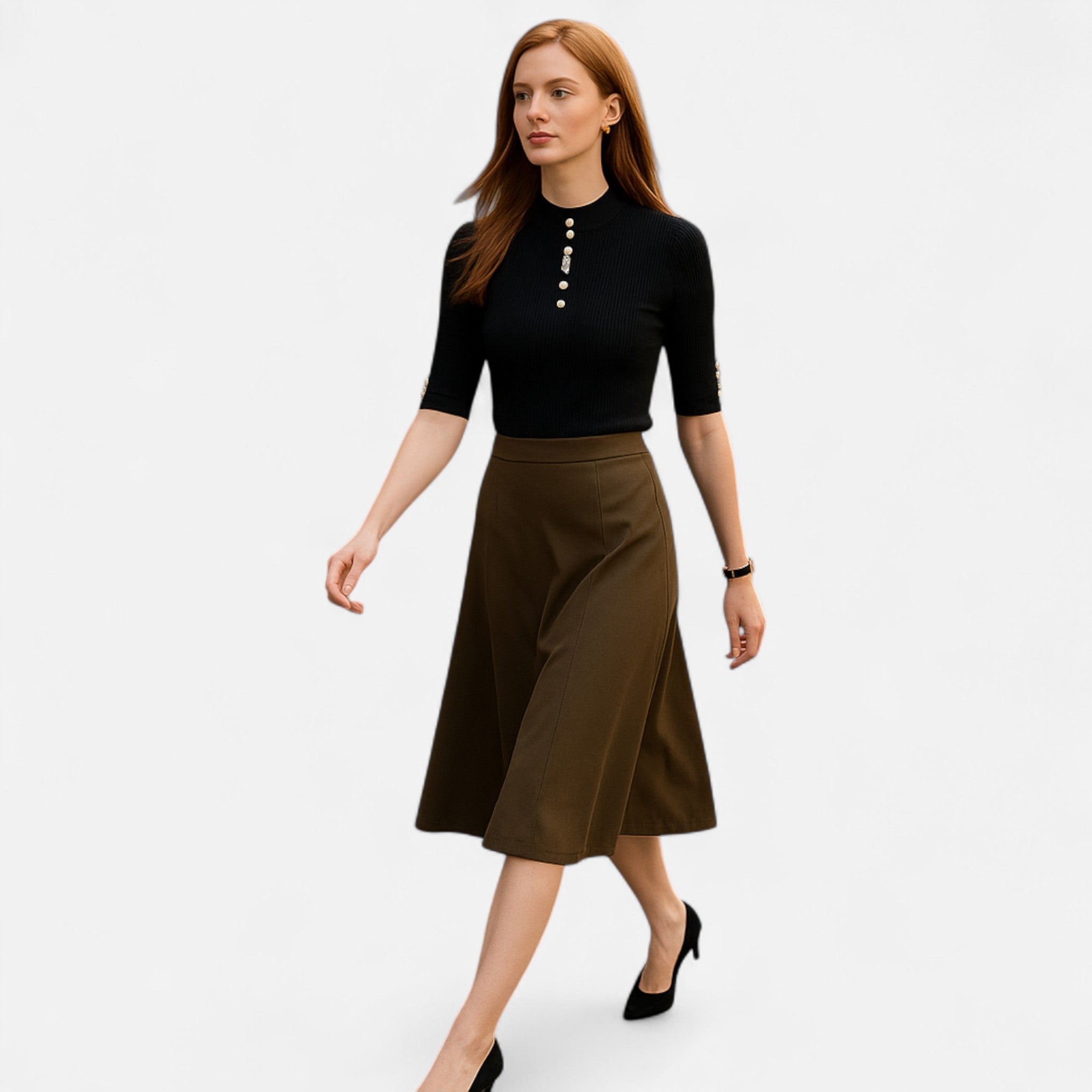 Solenne | Women’s Slim-Fit Knitted Short-Sleeve Sweater
