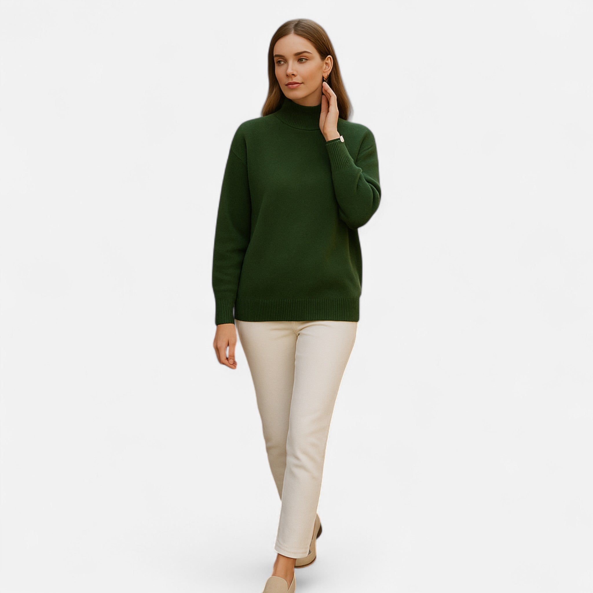 Solenne | Women’s Elegant Mock-Neck Pullover Sweater