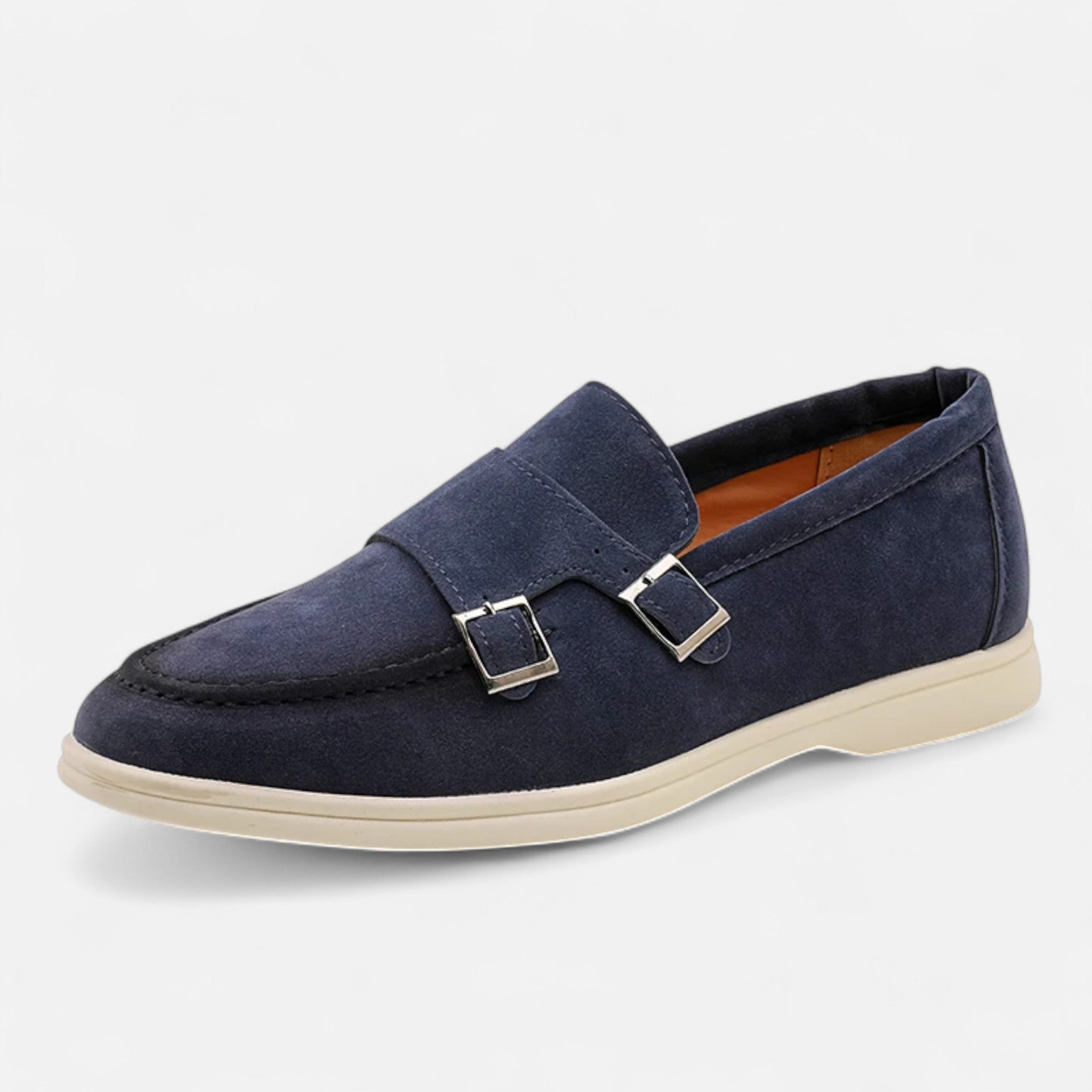 Solenne | Men’s Handmade Suede Double-Buckle Loafers