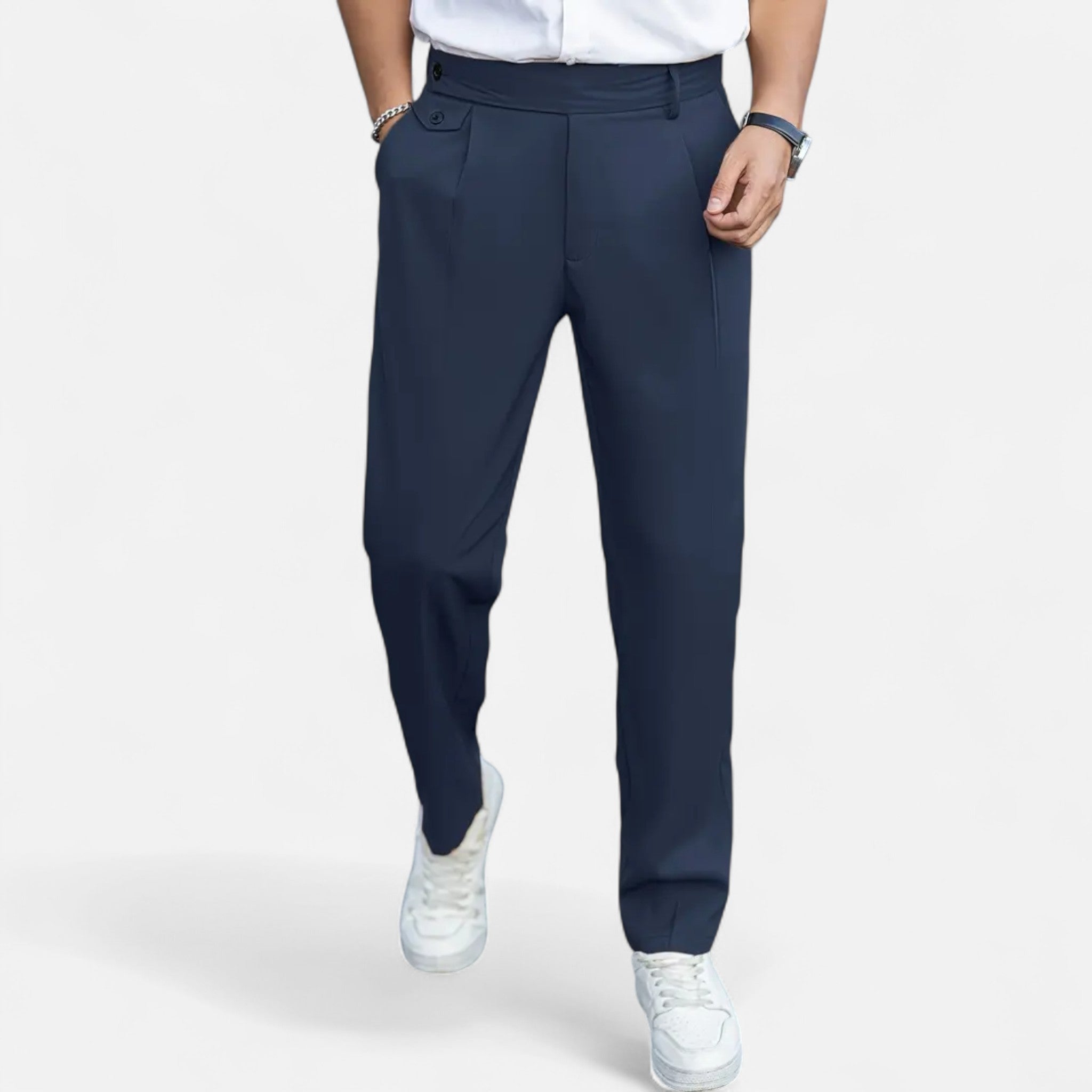Solenne | Men’s Oxford Loose Fit Dress Trousers