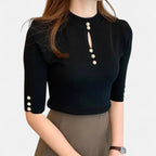 Solenne | Women’s Slim-Fit Knitted Short-Sleeve Sweater
