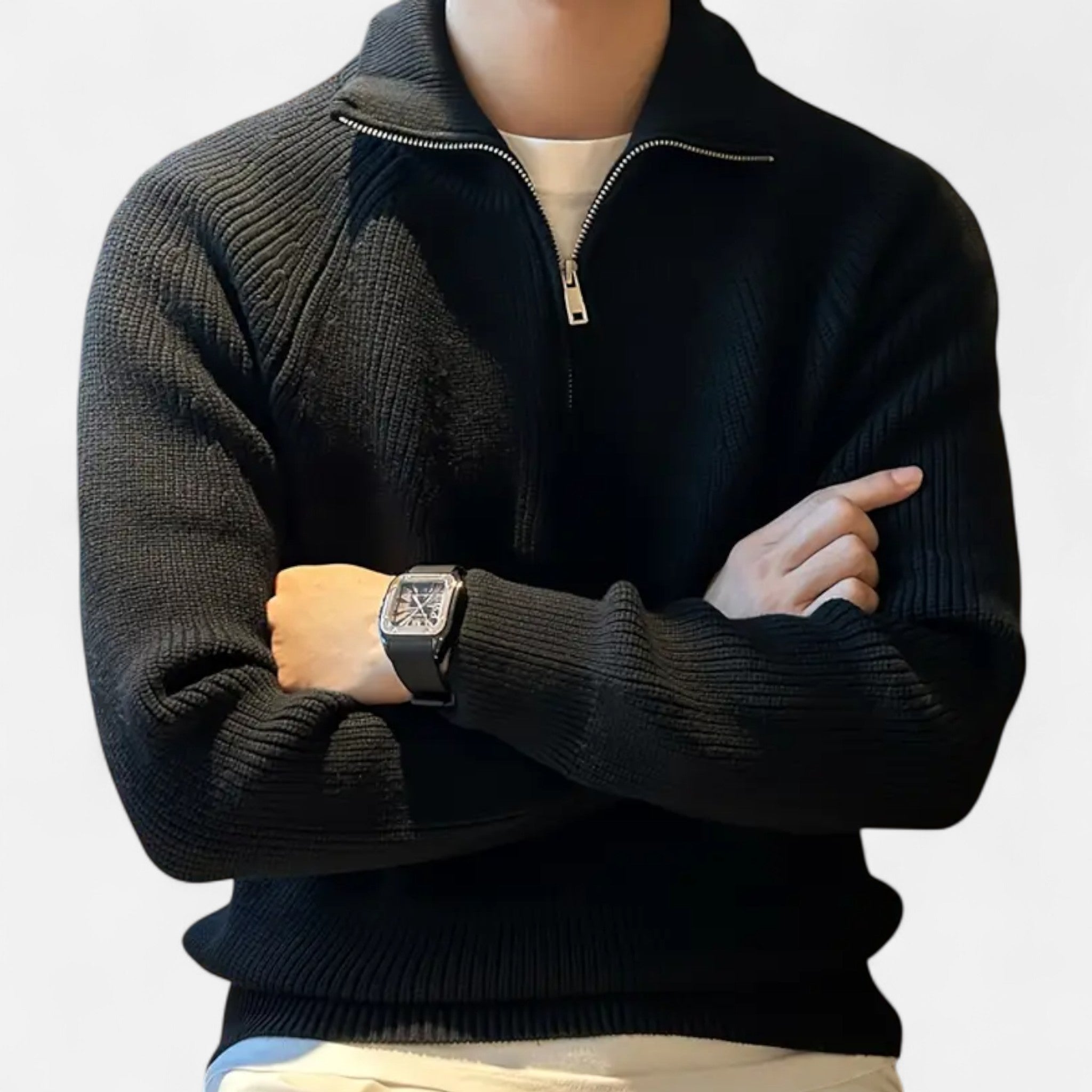 Solenne | Men’s Classic Collar Raglan Knit Sweater