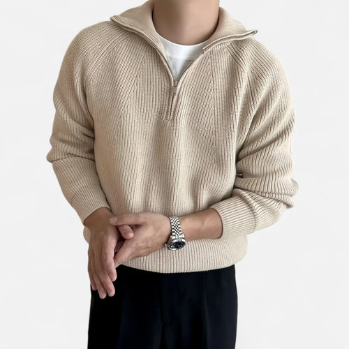 Solenne | Men’s Classic Collar Raglan Knit Sweater