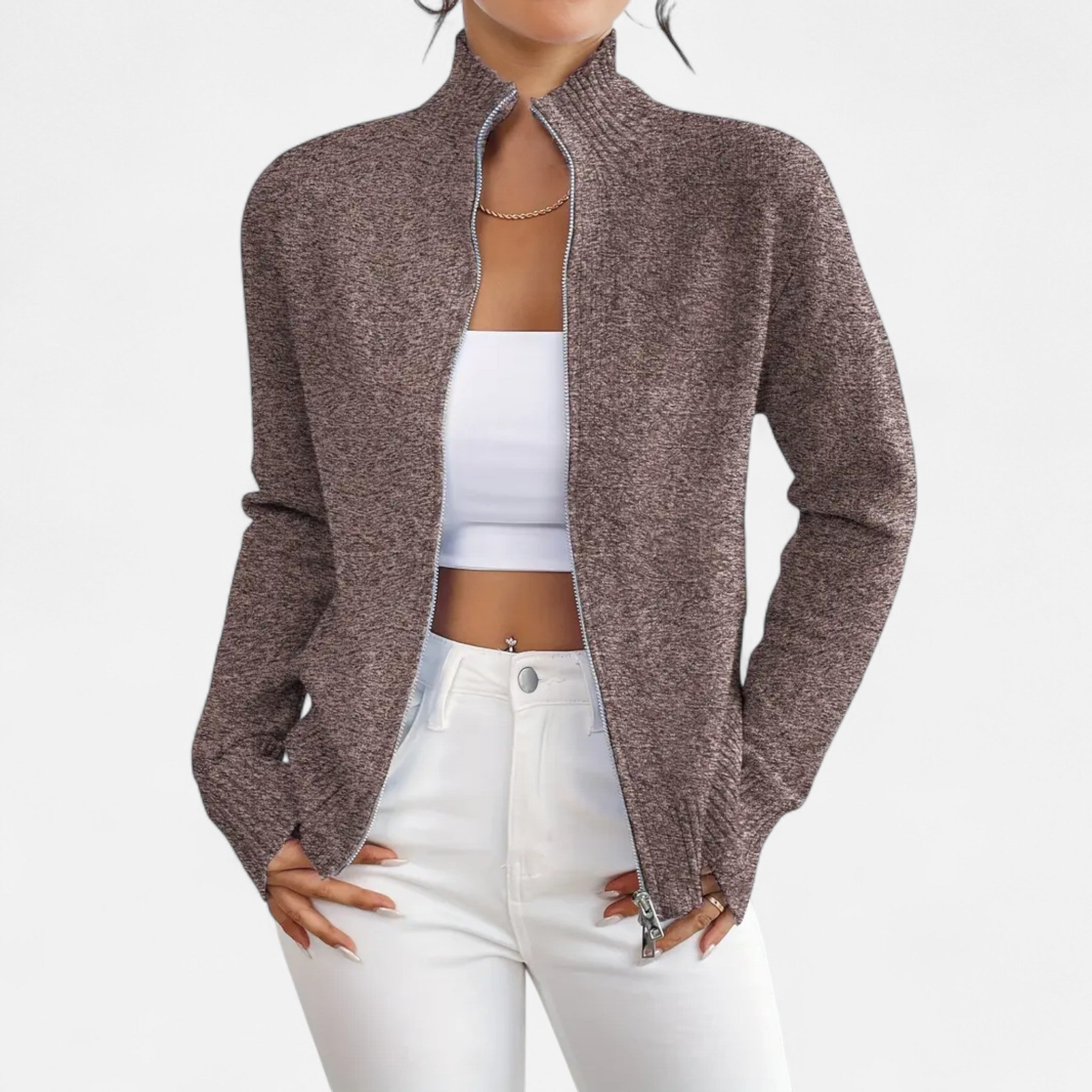 Solenne | Women’s Dual-Zip Colour-Block Sweater