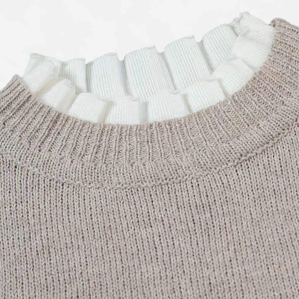 Solenne | Women’s Lettuce-Trim Crew-Neck Sweater