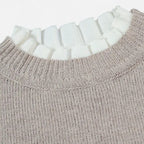 Solenne | Women’s Lettuce-Trim Crew-Neck Sweater