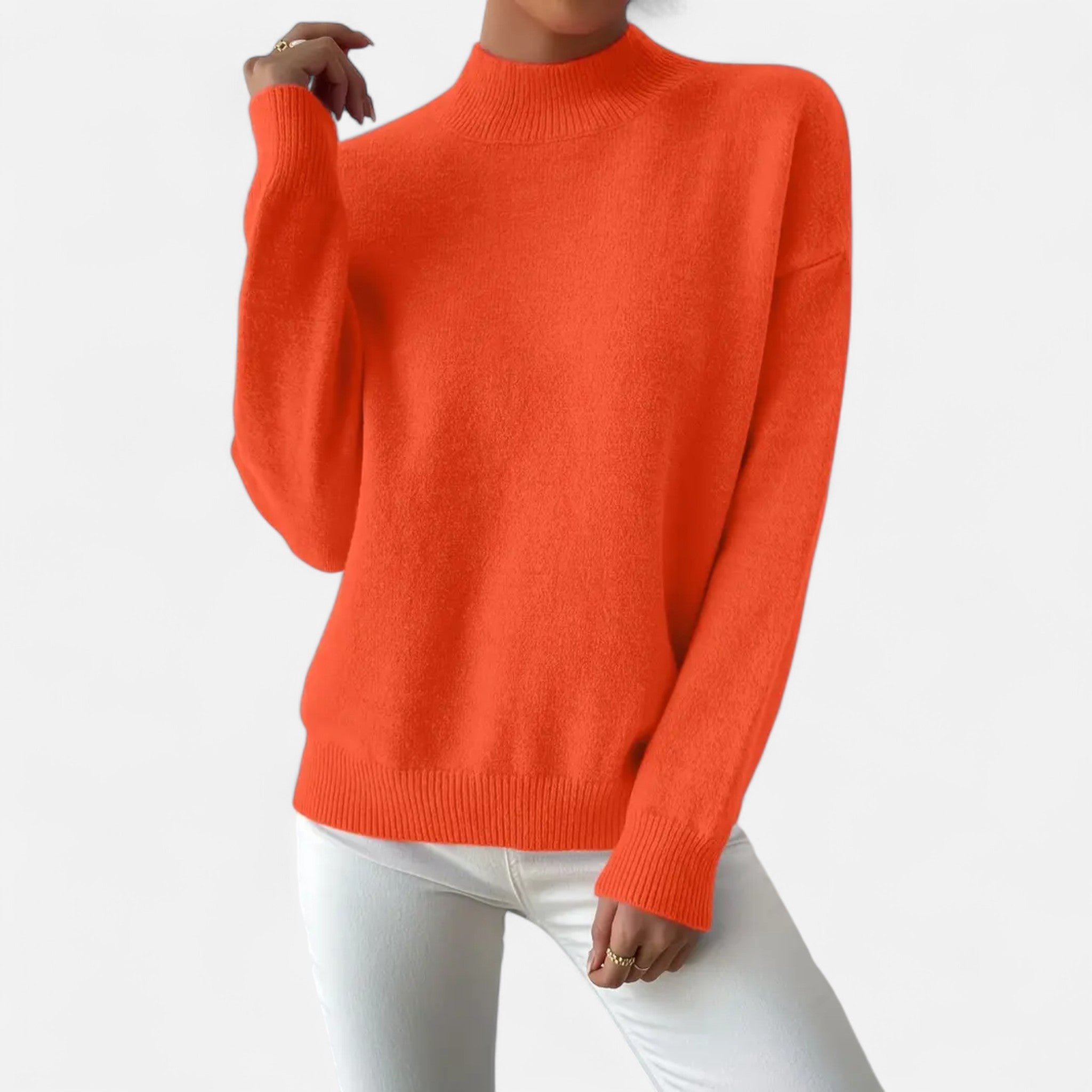 Solenne | Women’s Elegant Mock-Neck Pullover Sweater