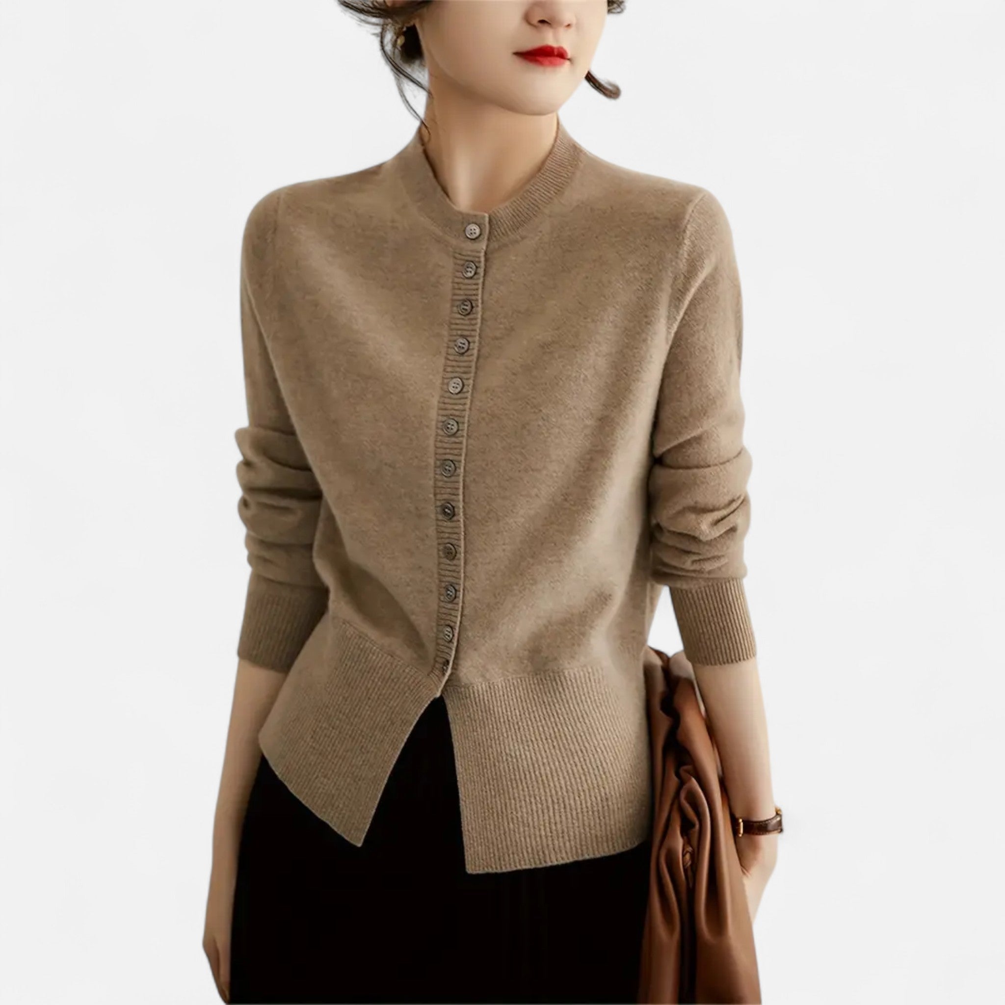Solenne | Women’s Elegant Knit Button-Front Cardigan