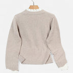 Solenne | Women’s Lettuce-Trim Crew-Neck Sweater