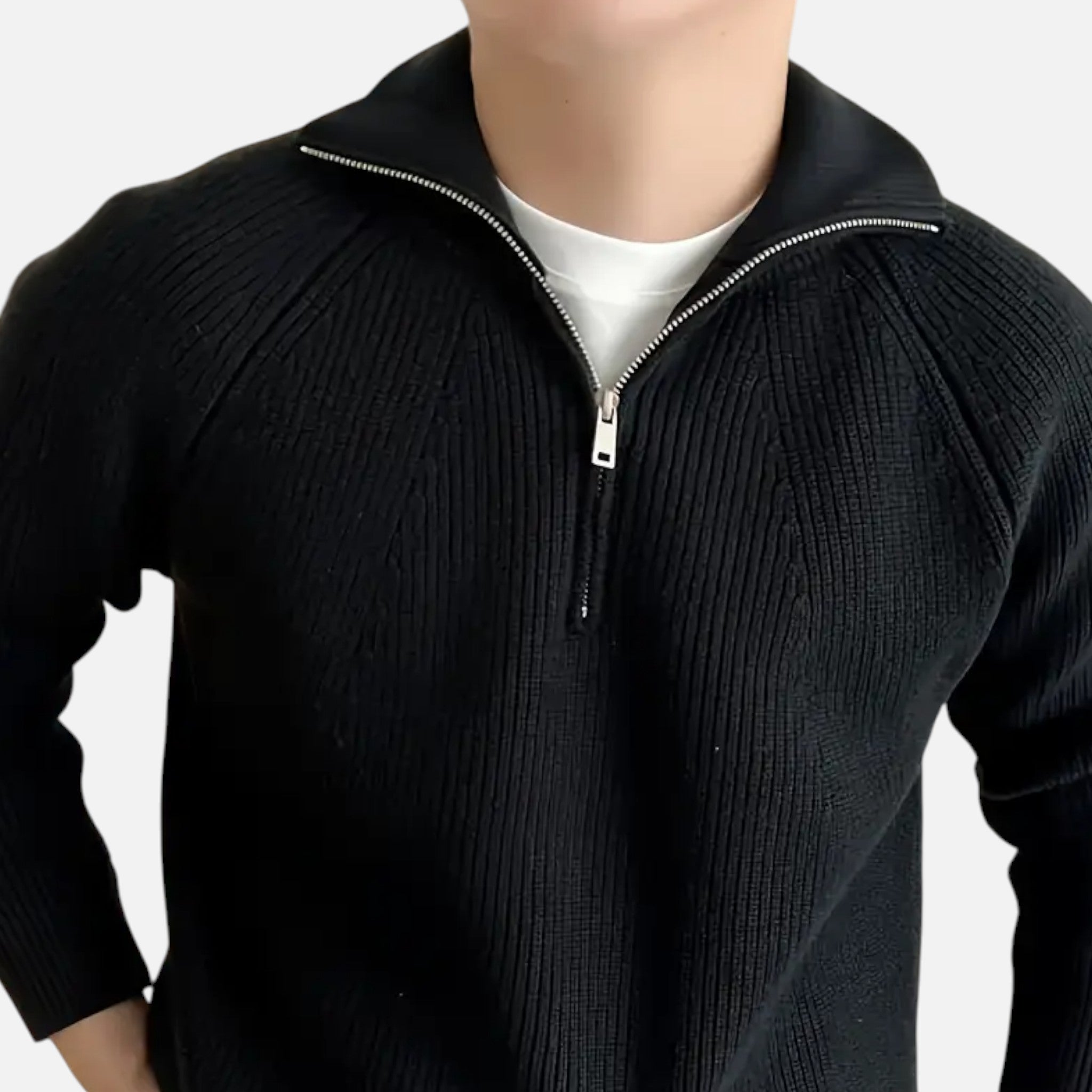Solenne | Men’s Classic Collar Raglan Knit Sweater