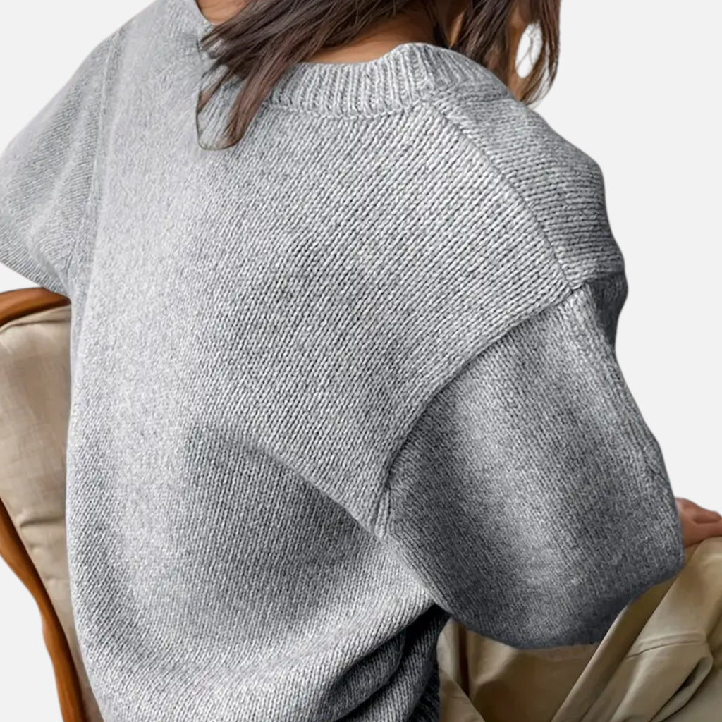 Solenne | Women’s V-Neck Rib-Knit Short-Sleeve Sweater