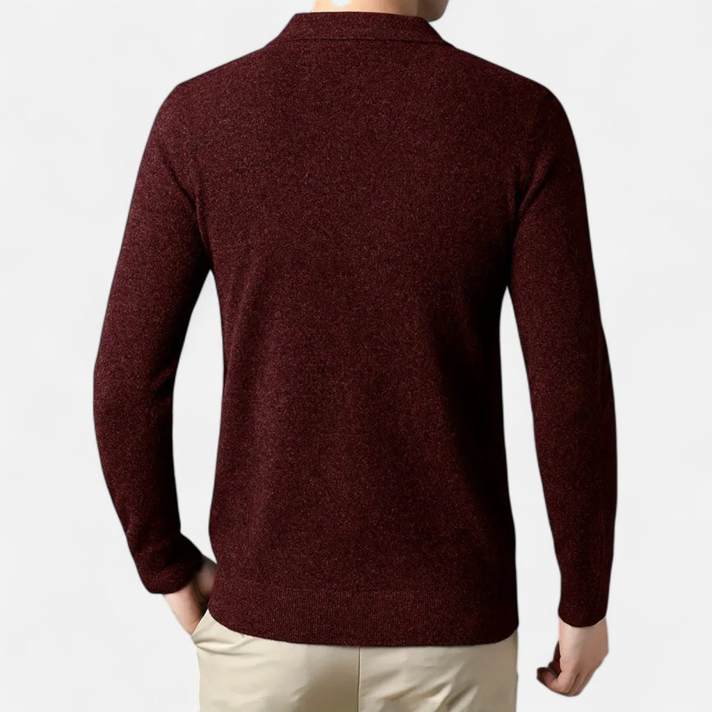 Solenne | Men’s Slim-Fit Knit Button-Collar Sweater