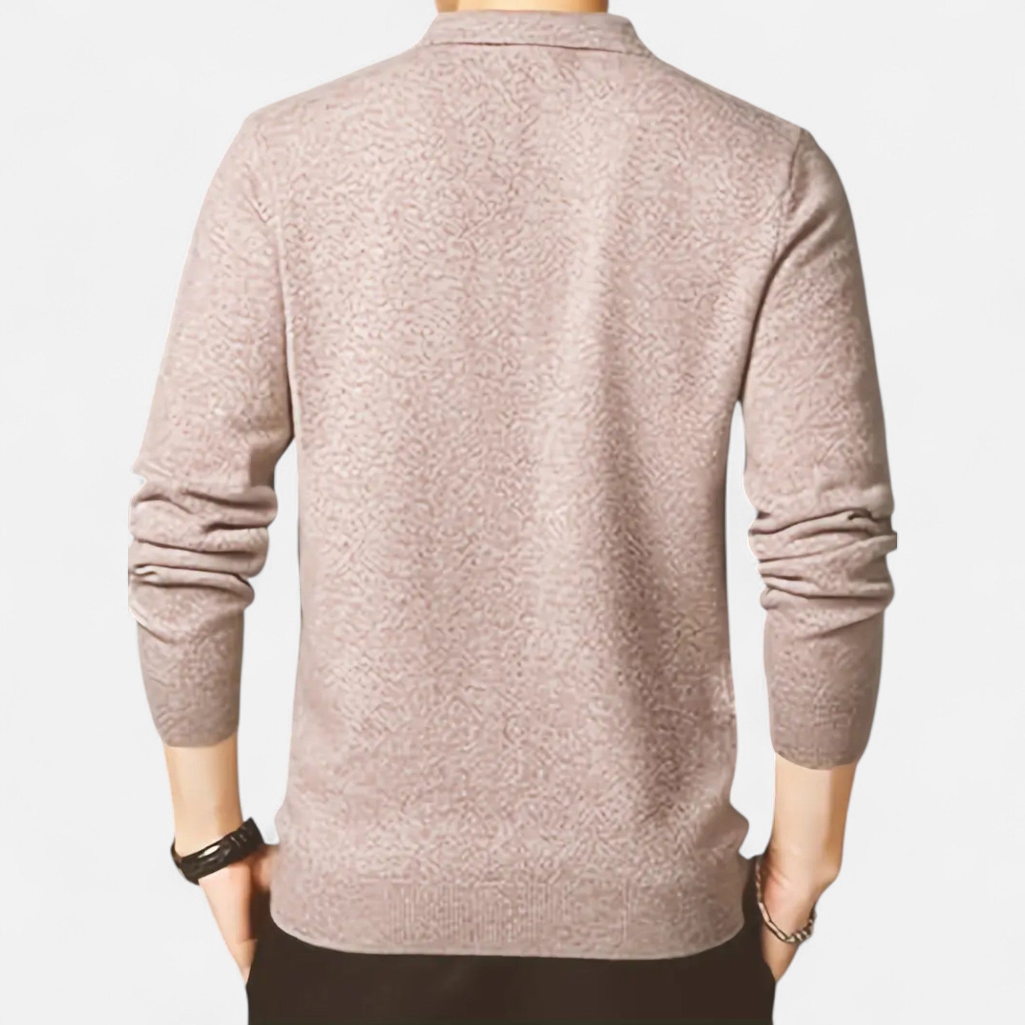 Solenne | Men’s Slim-Fit Knit Button-Collar Sweater