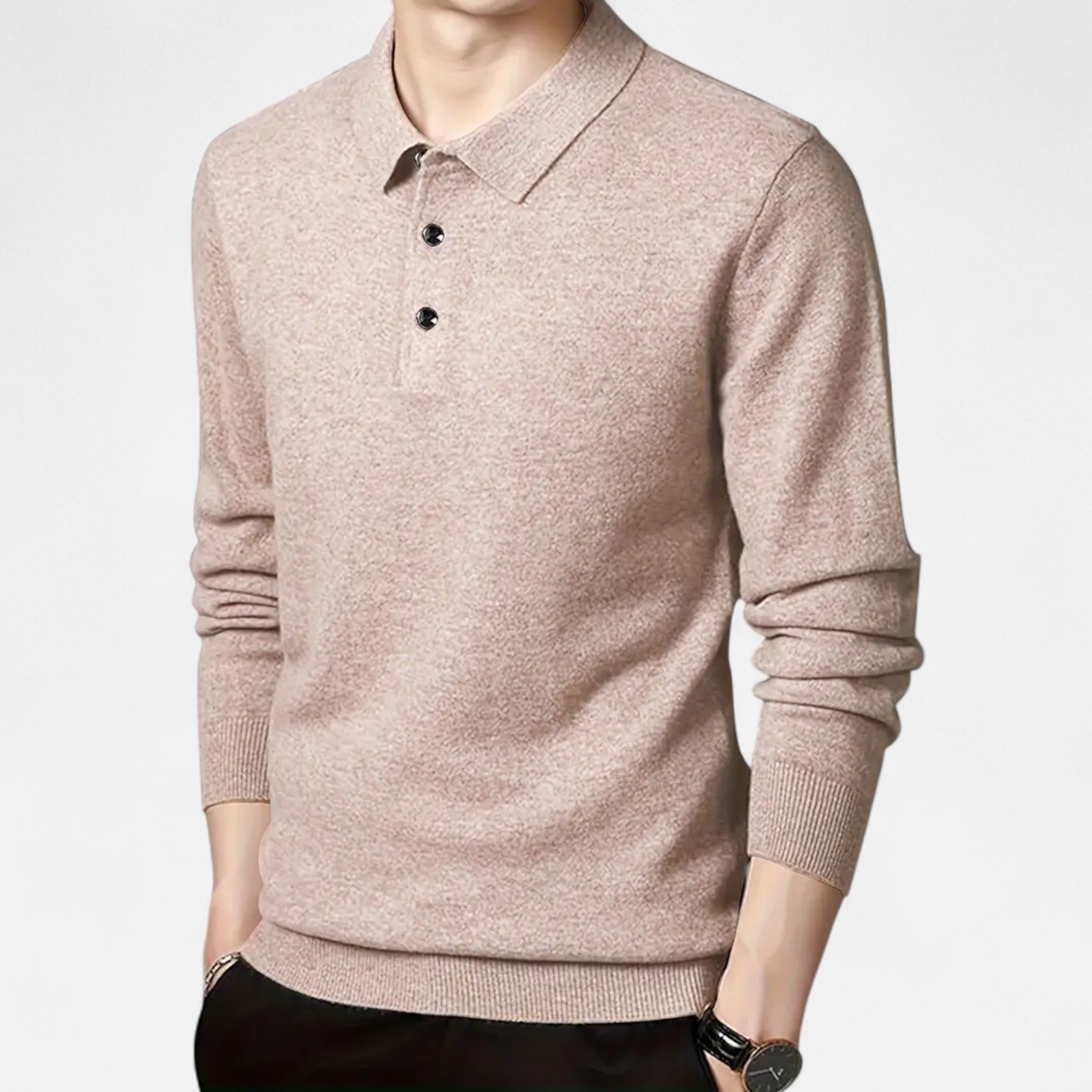 Solenne | Men’s Slim-Fit Knit Button-Collar Sweater