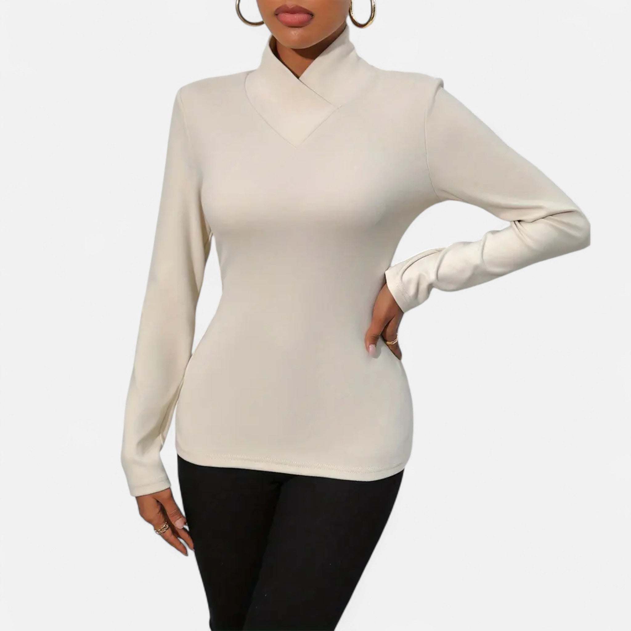 Solenne | Women’s Warm High-Neck Knit Shirt